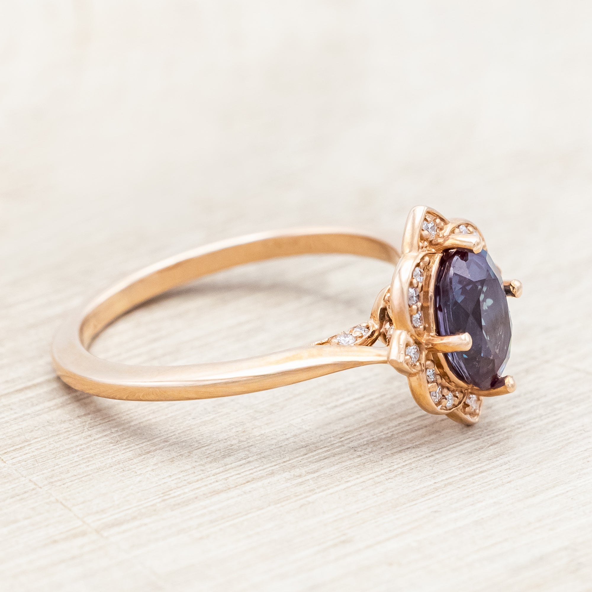 "JANE" - OVAL CUT ENGAGEMENT RING WITH DIAMOND ACCENTS-Staghead Designs