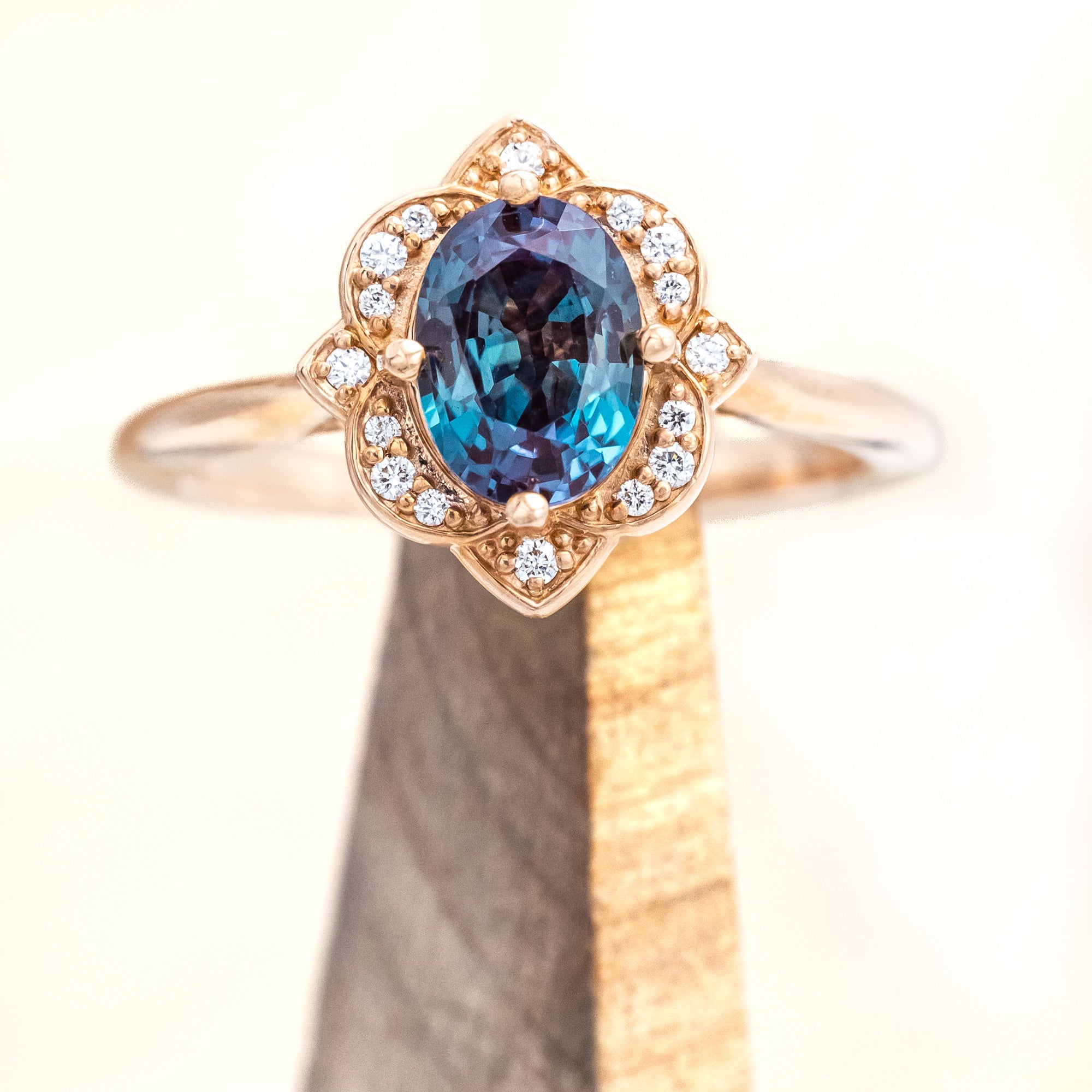 "JANE" - OVAL CUT ENGAGEMENT RING WITH DIAMOND ACCENTS-Staghead Designs