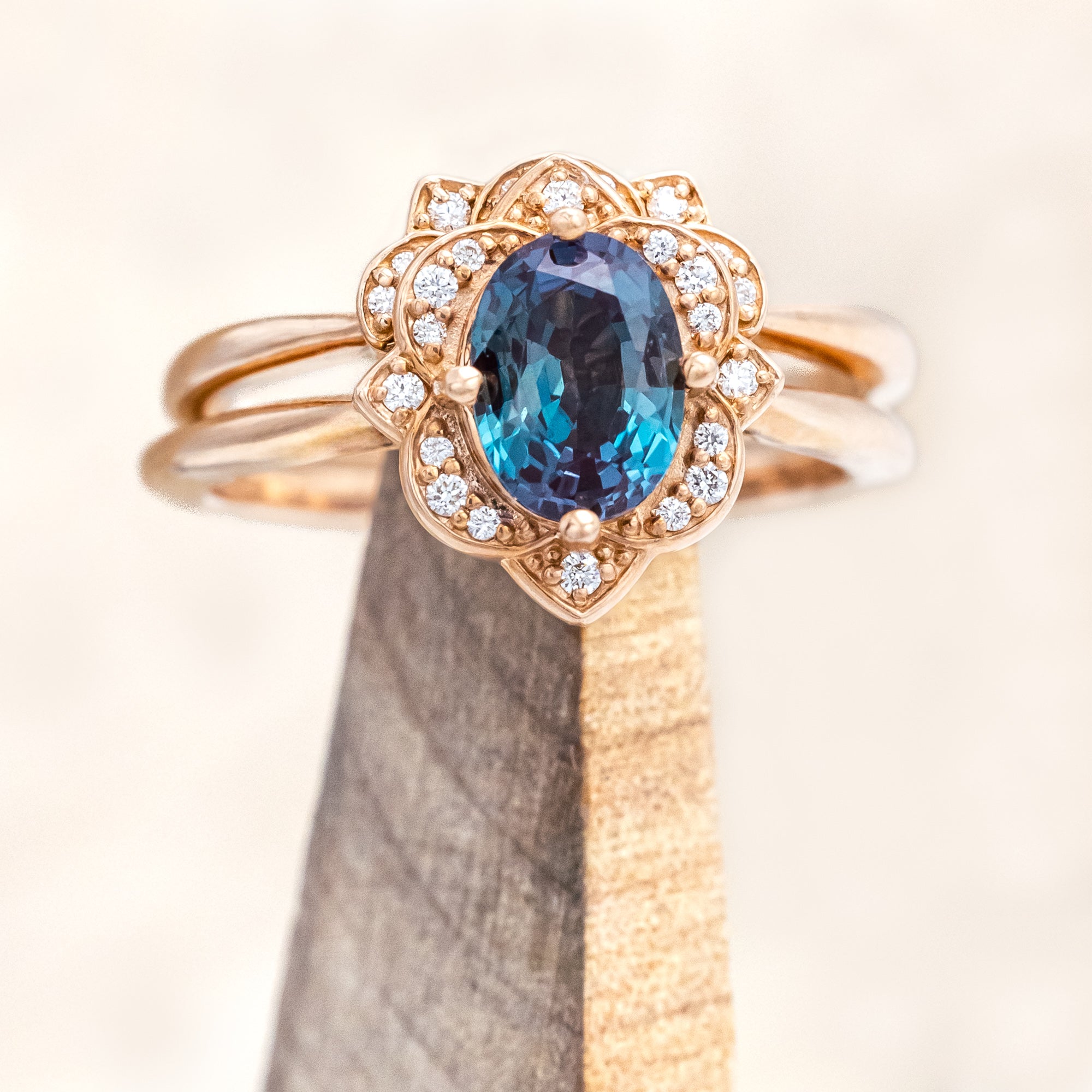 "JANE" - OVAL CUT ENGAGEMENT RING WITH DIAMOND ACCENTS-Staghead Designs
