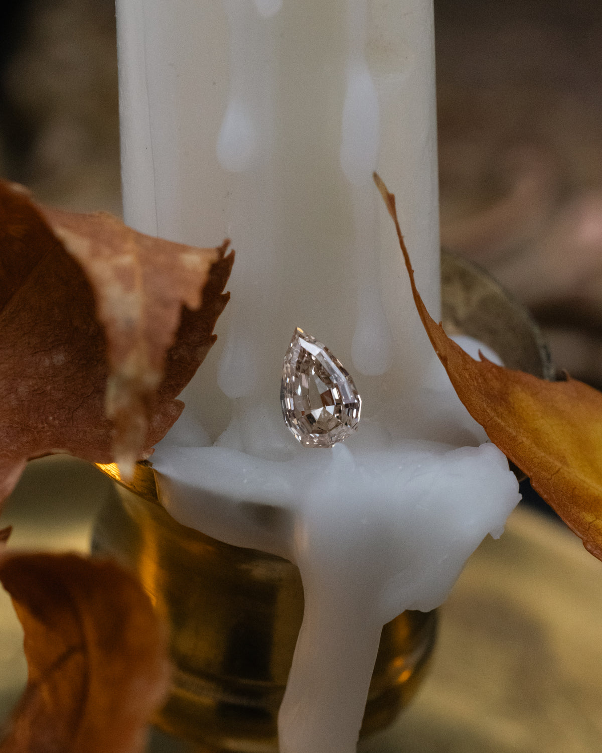 1.02ct 8.16x5.09x.3.24mm Pear Step Cut Fancy Light Brown Champagne Diamond - VS1-Staghead Designs