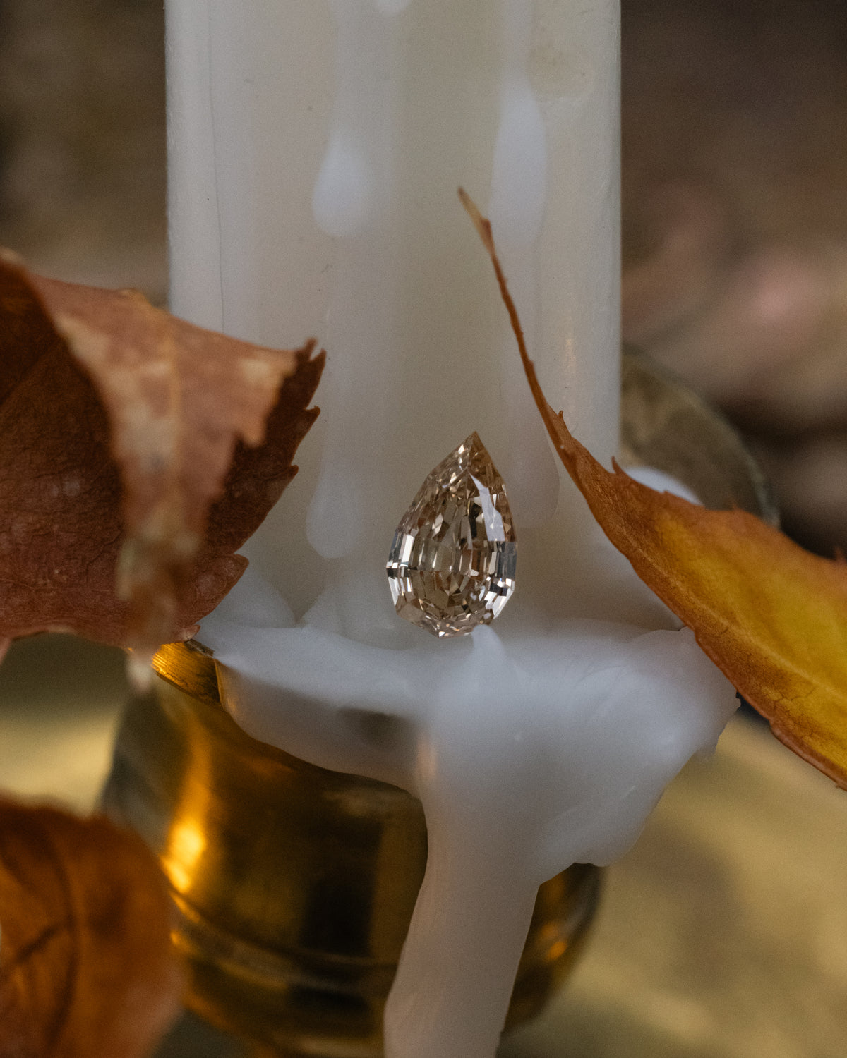 1.54ct 9.47x5.8x3.81mm Pear Step Cut Fancy Brown Champagne Diamond - VVS2-Staghead Designs