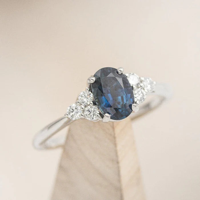 "RHEA" - OVAL ENGAGEMENT RING WITH DIAMOND ACCENTS-7