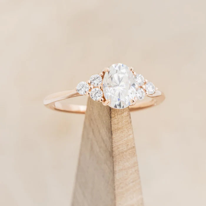 "RHEA" - OVAL ENGAGEMENT RING WITH DIAMOND ACCENTS-6