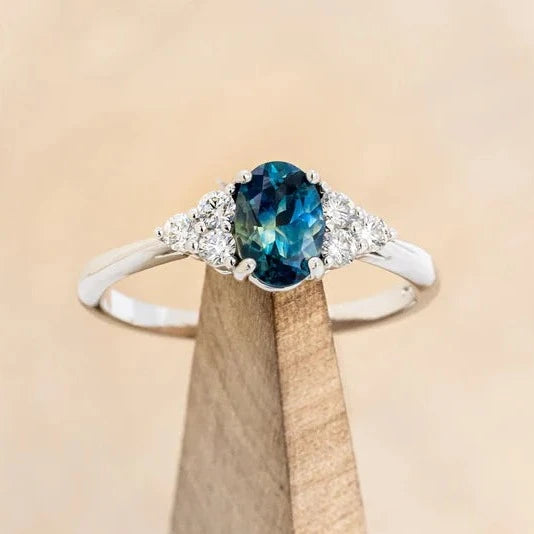 "RHEA" - OVAL ENGAGEMENT RING WITH DIAMOND ACCENTS-5