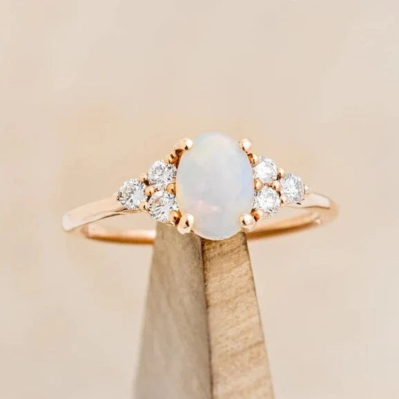 "RHEA" - OVAL ENGAGEMENT RING WITH DIAMOND ACCENTS-4