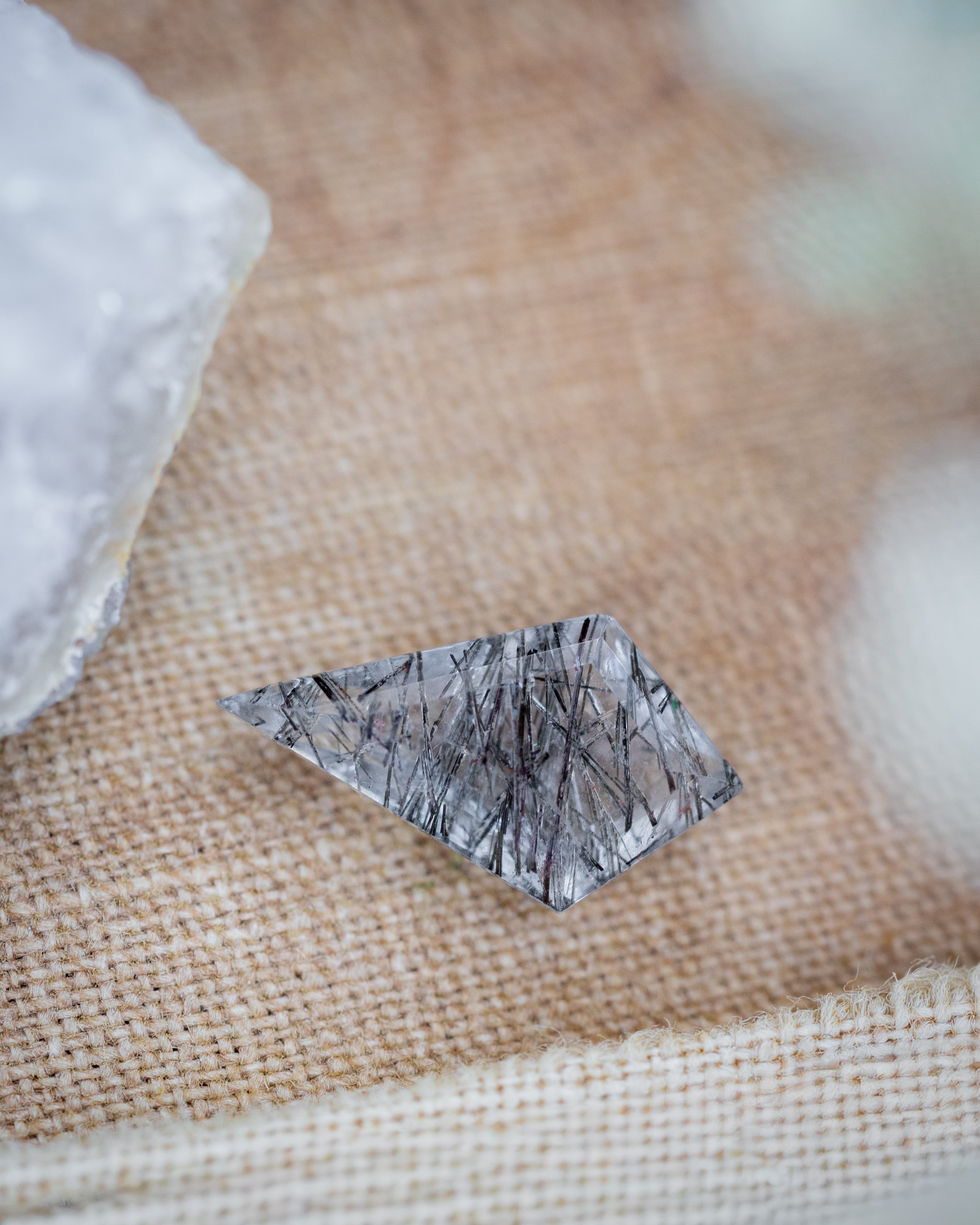 1.38ct 12.05x6.83x3.71mm Kite Cut Black Rutilated Quartz-Staghead Designs