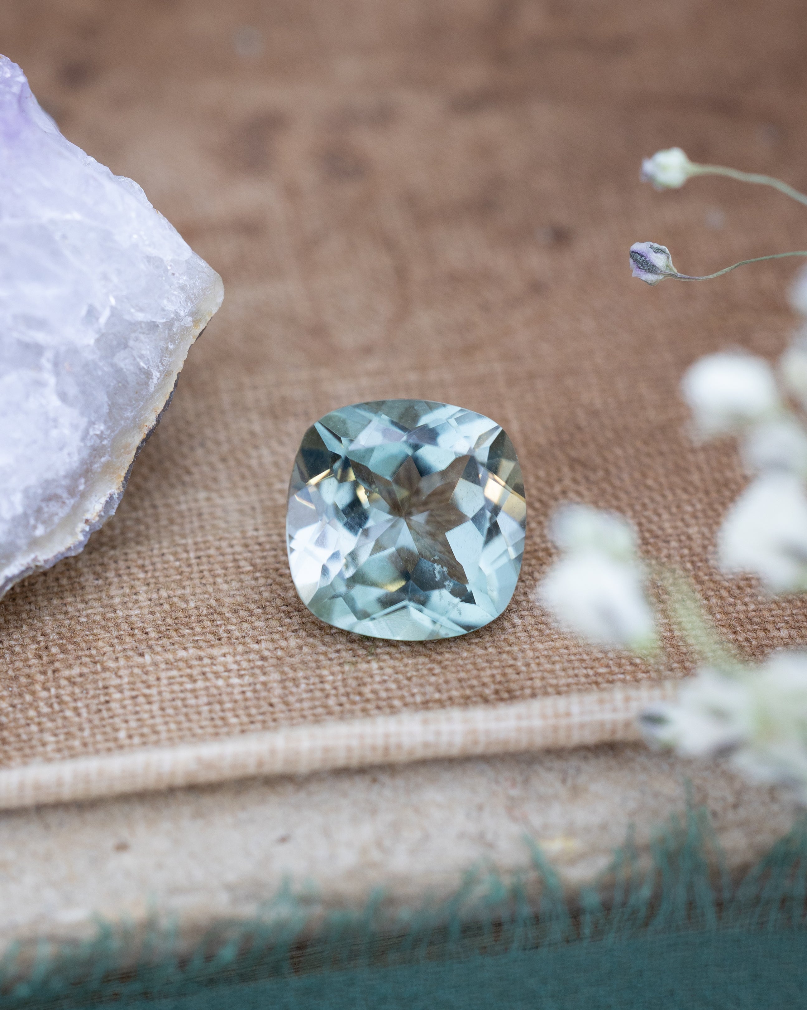 3.16ct 9.19x9.13x5.75mm Cushion Cut Natural Green Tourmaline-Staghead Designs