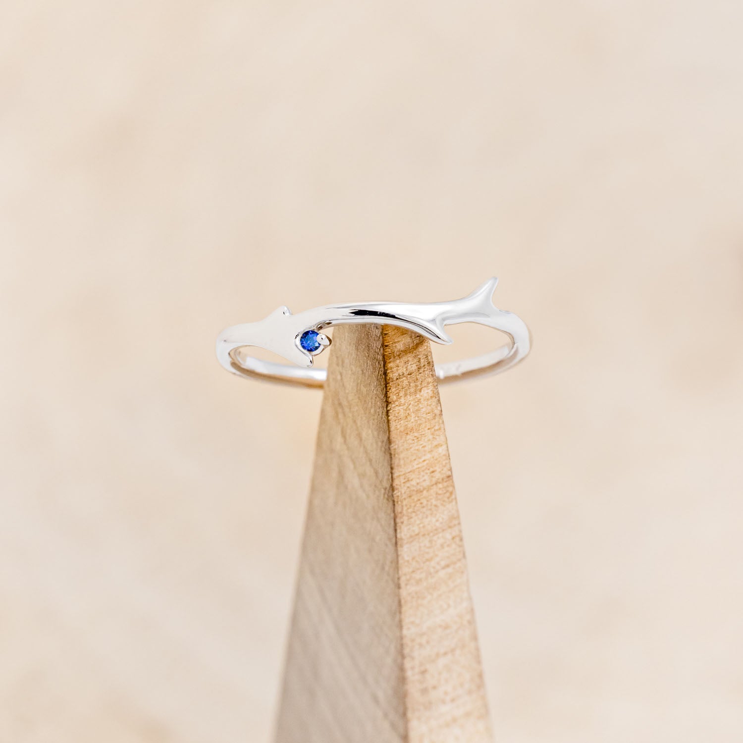 "ARTEMIS" STACKER - ANTLER-STYLE STACKING BAND WITH A BIRTHSTONE ACCENT-Staghead Designs