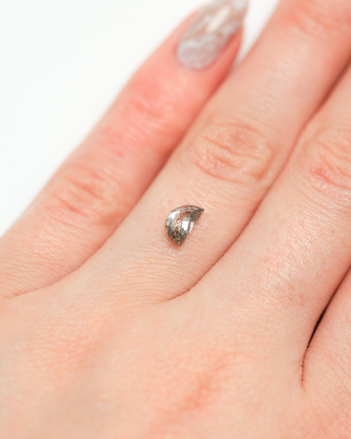 0.65ct 6.57x3.84mm HALF MOON DOUBLE CUT SALT & PEPPER DIAMOND-6