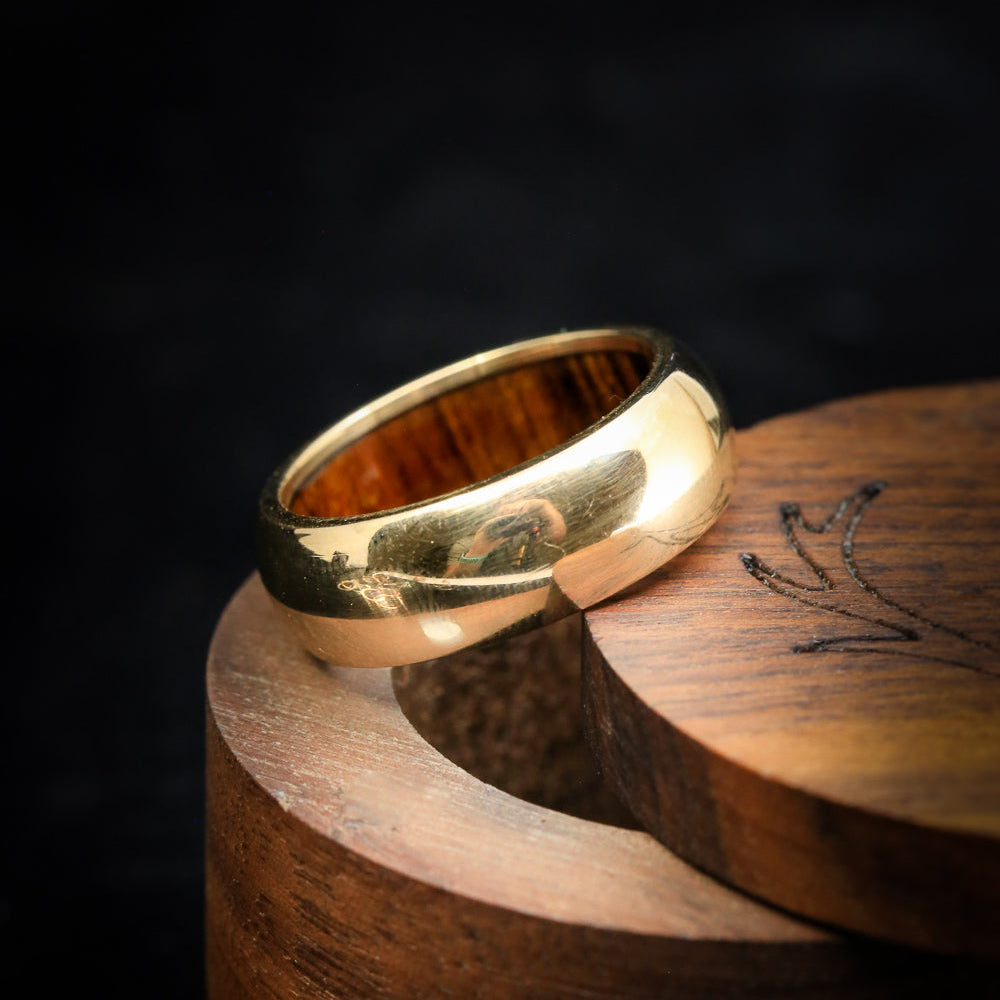 DOMED IRONWOOD LINED WEDDING RING-7