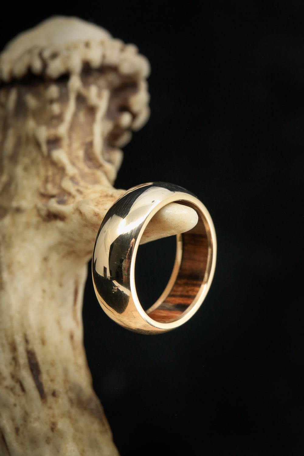 DOMED IRONWOOD LINED WEDDING RING-9