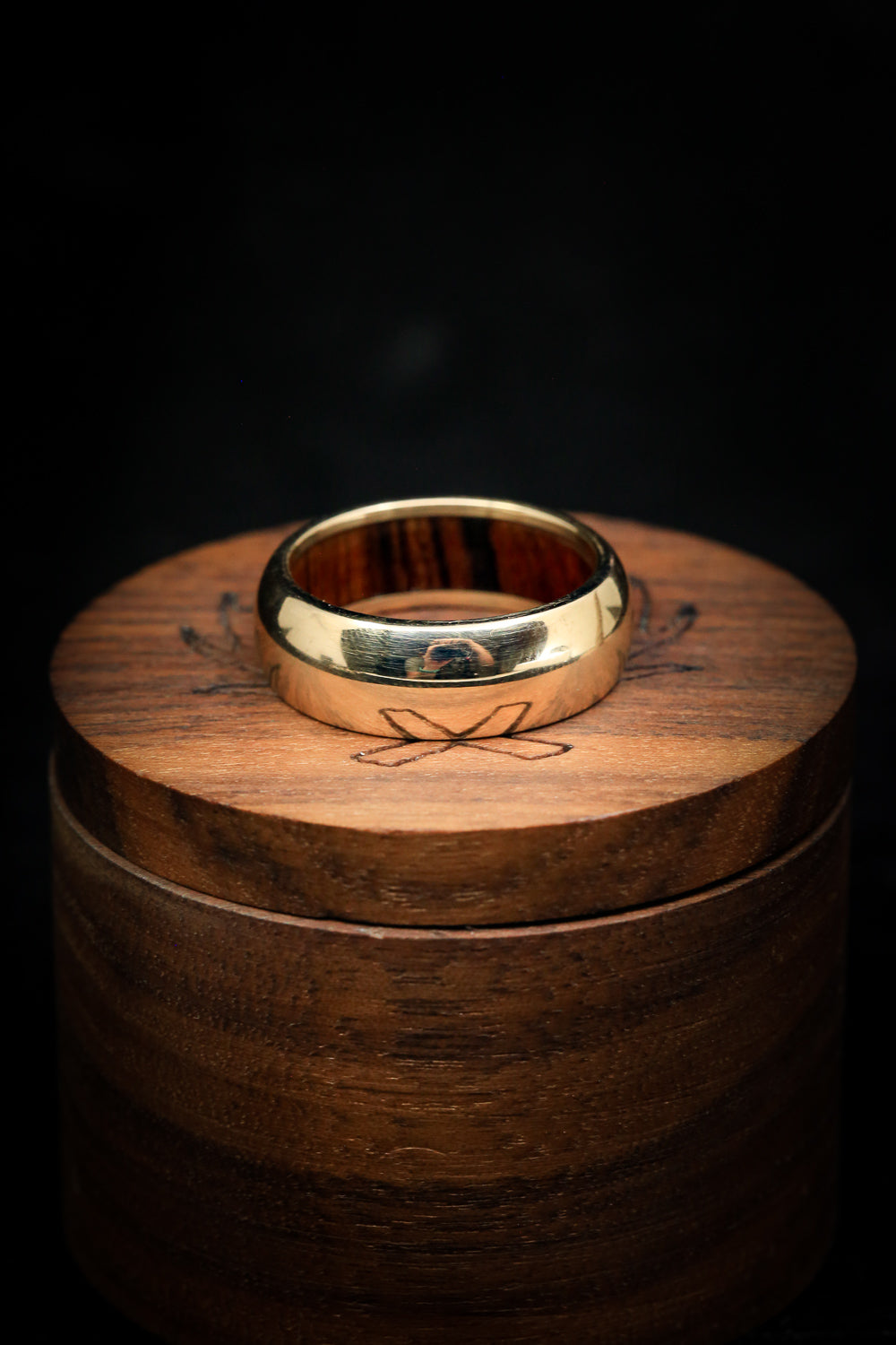 DOMED IRONWOOD LINED WEDDING RING-8