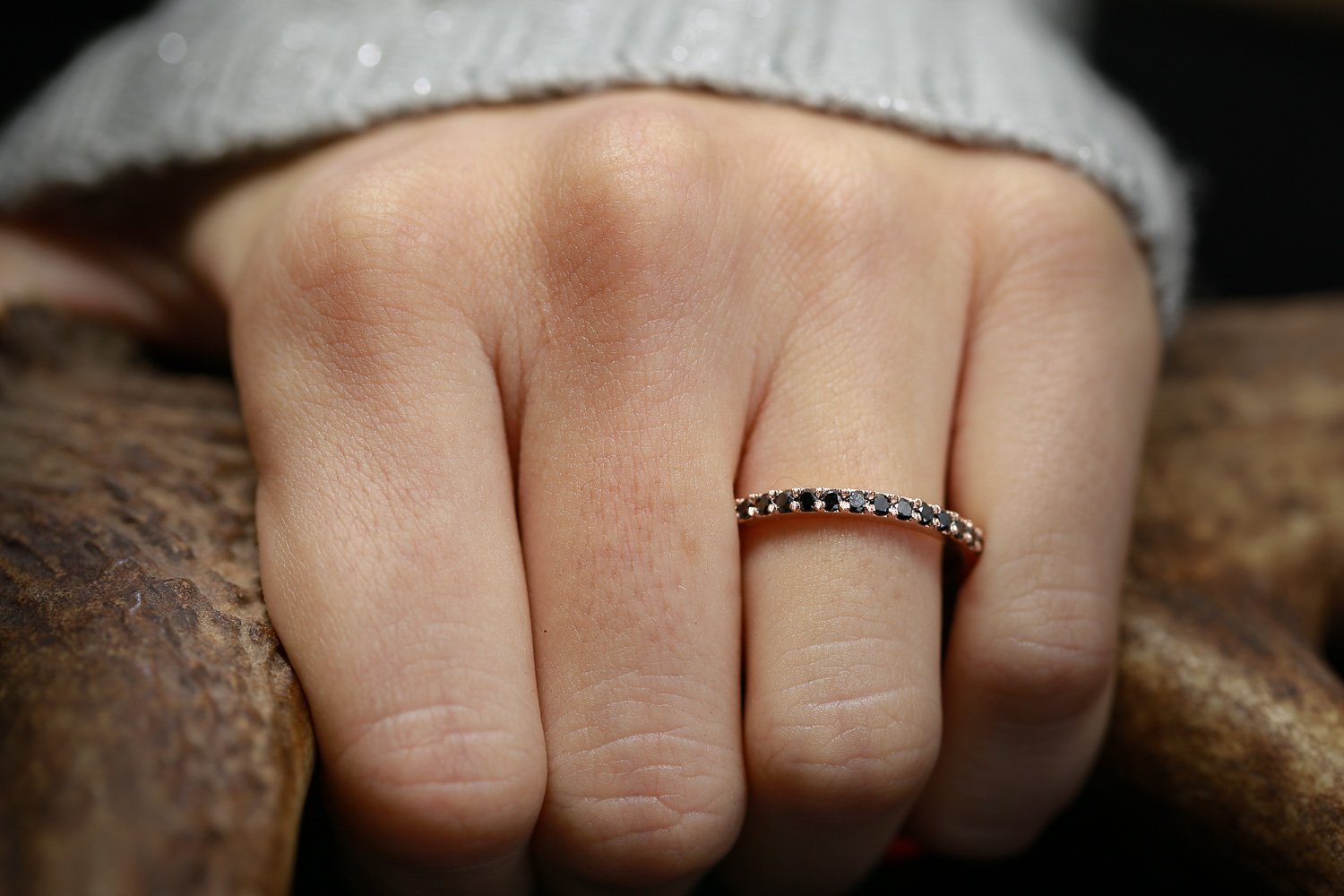 BLACK DIAMONDS STACKING BAND IN 14K GOLD-16