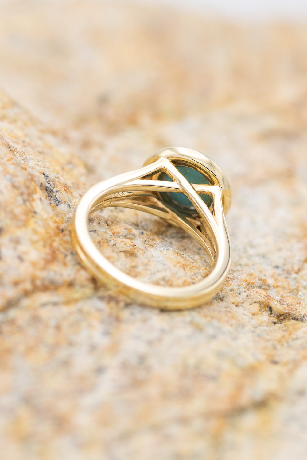 ROUND CUT TURQUOISE ENGAGEMENT RING WITH DIAMOND HALO-7