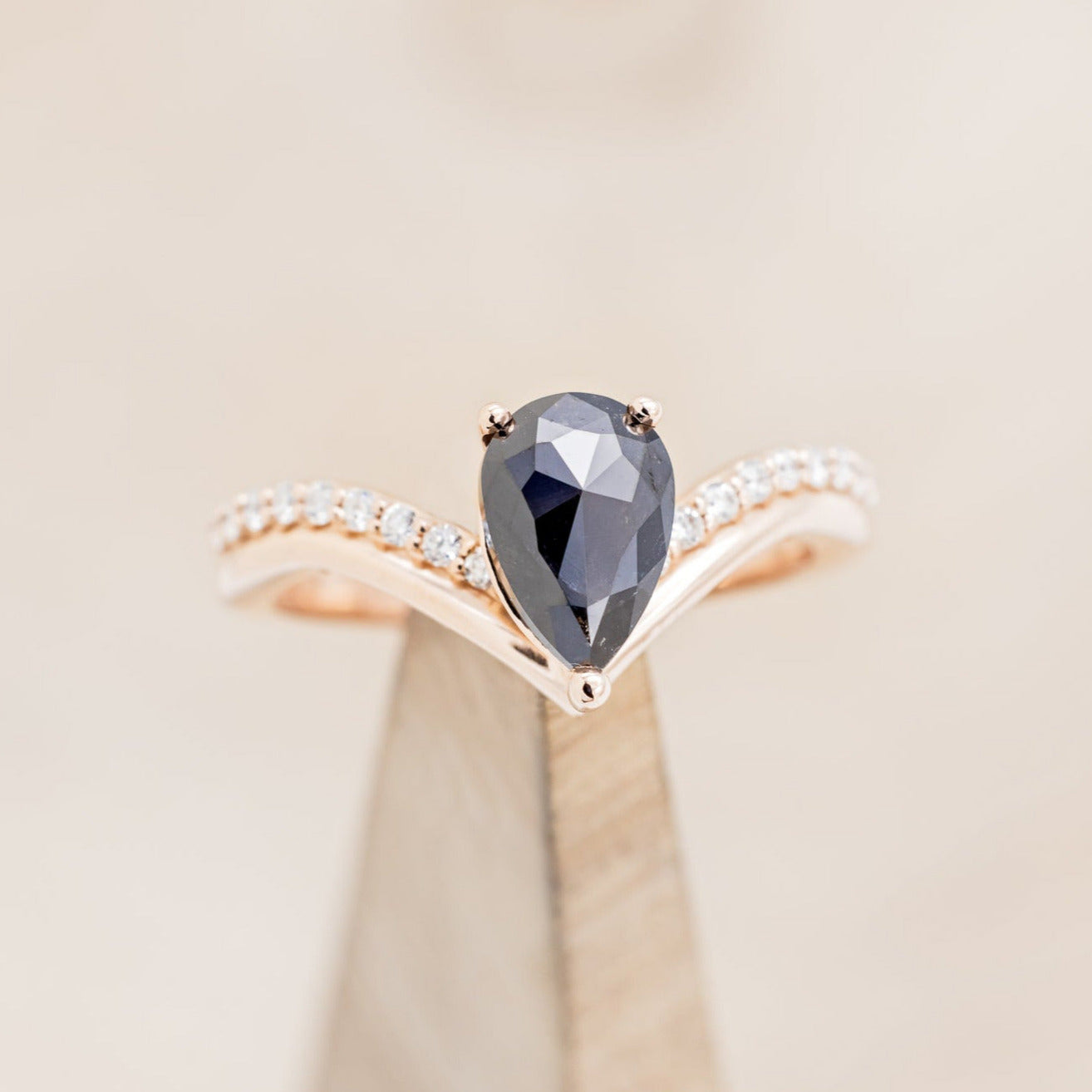 "IO" - PEAR-SHAPED SALT & PEPPER DIAMOND ENGAGEMENT RING WITH TRACER-7