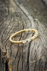 14K Gold Band With Baguette Cut Diamonds - Staghead Designs