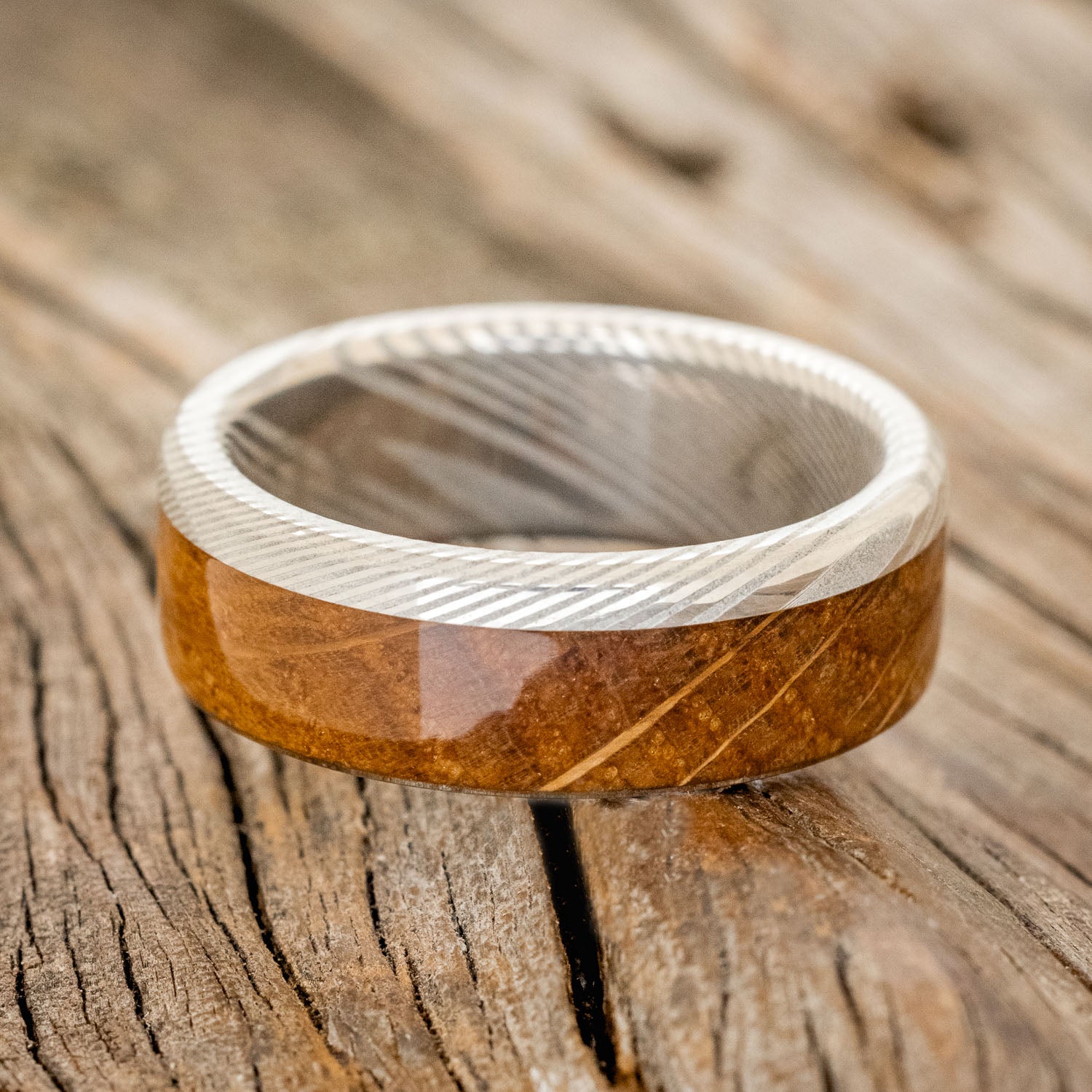 "EZRA" - WHISKEY BARREL OAK WEDDING BAND-14