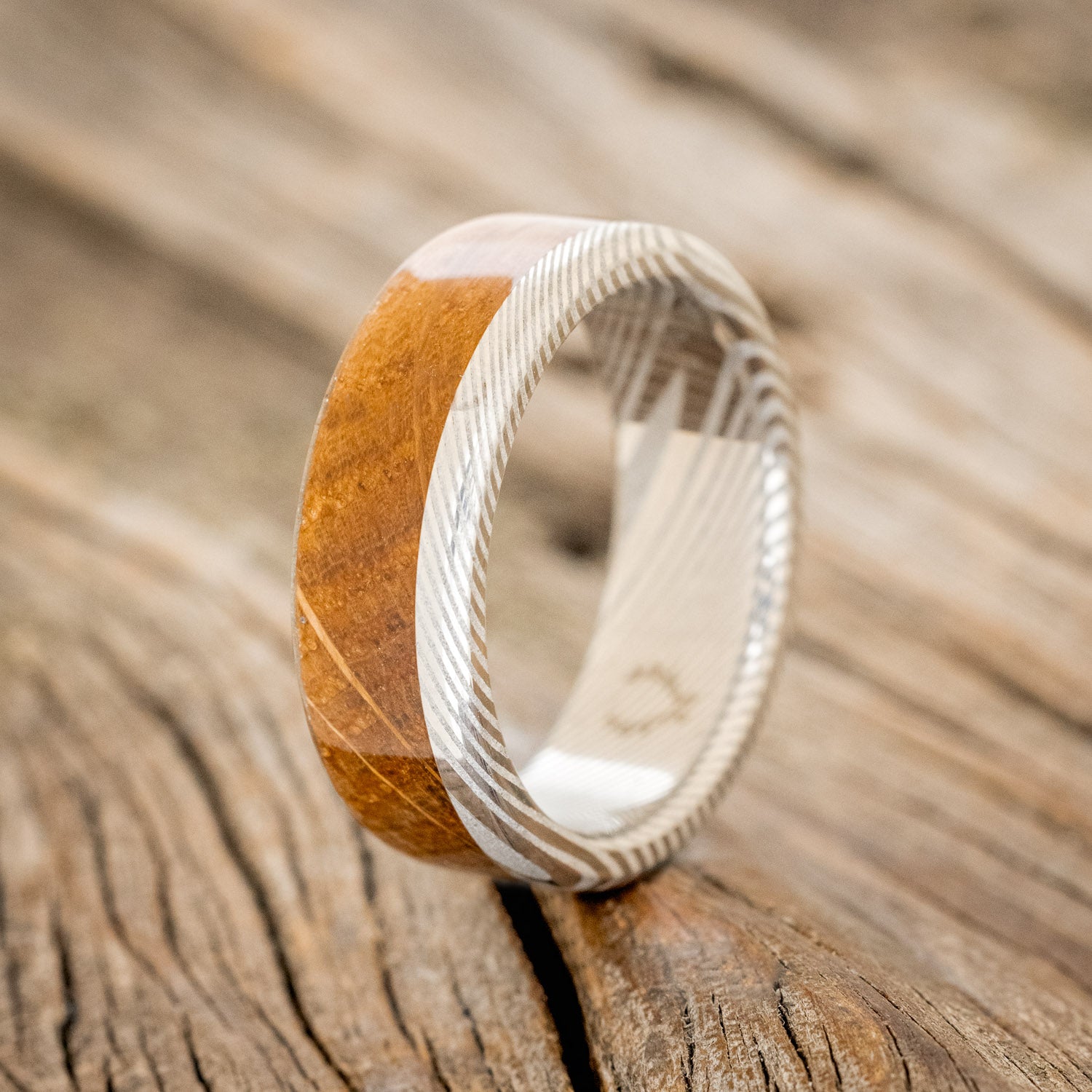 "EZRA" - WHISKEY BARREL OAK WEDDING BAND-13