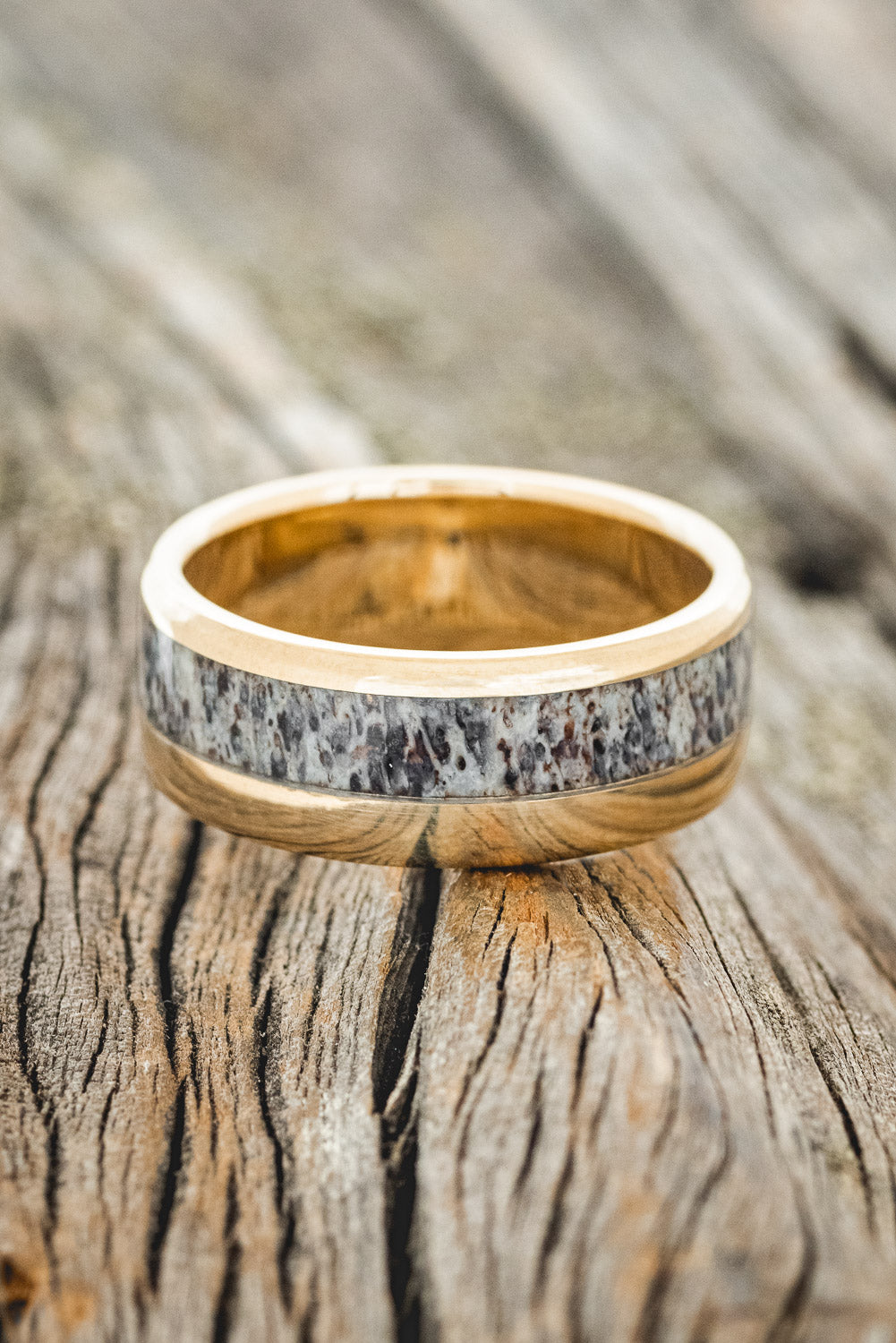 "TANNER" - ELK ANTLER WEDDING BAND-14