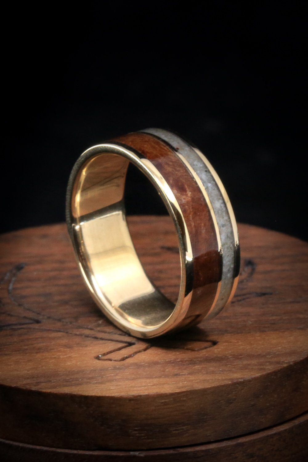 "RAPTOR" - REDWOOD & GRANITE WEDDING RING-13
