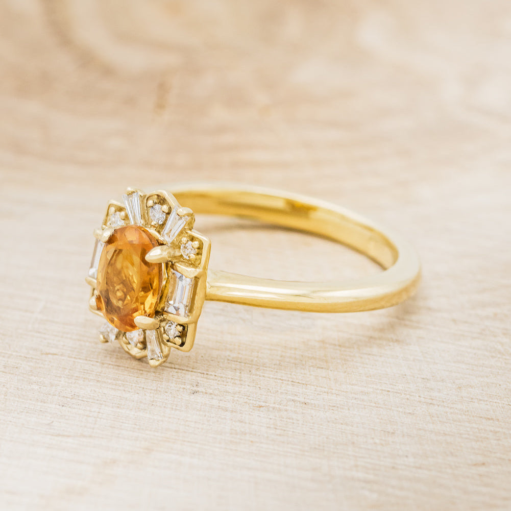 "CLEOPATRA" - OVAL CITRINE ENGAGEMENT RING WITH DIAMOND HALO-3