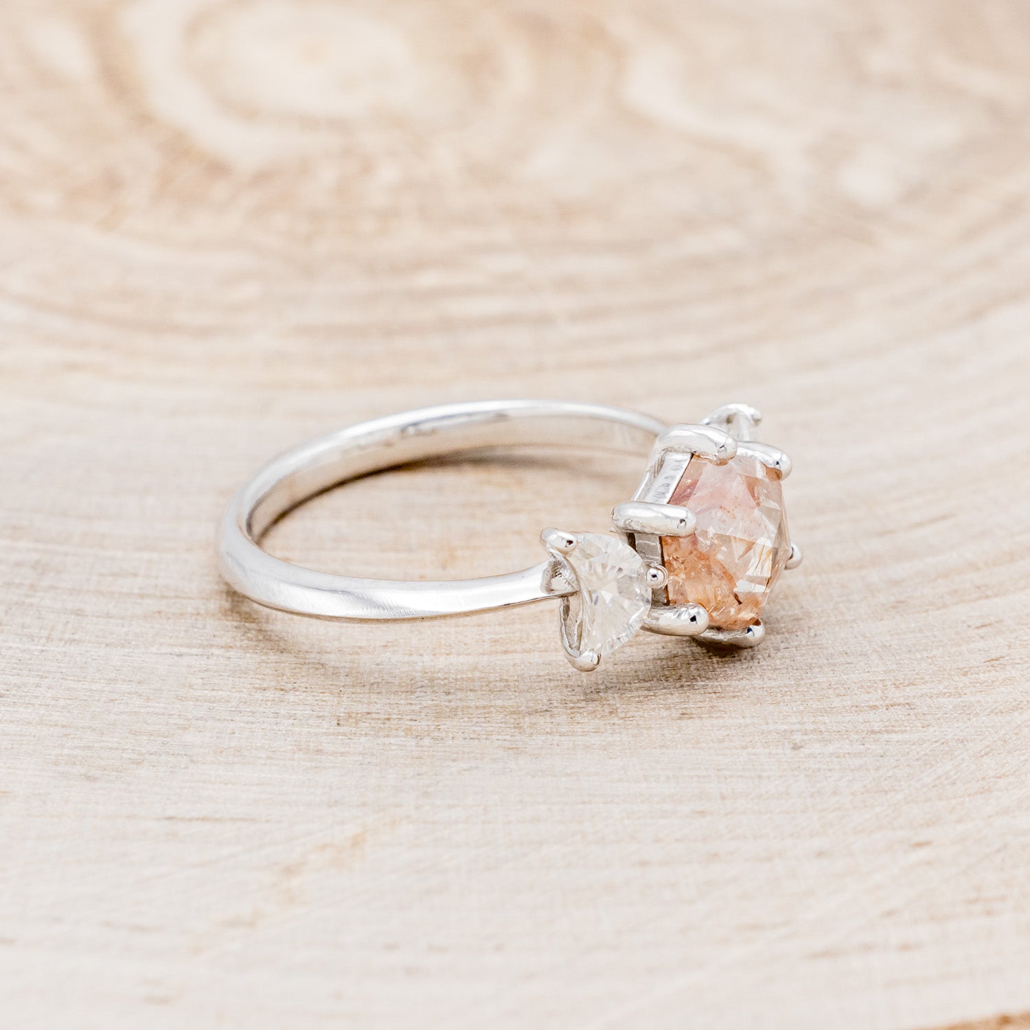 "CANDI" - ENGAGEMENT RING WITH CRESCENT MOON MOISSANITE ACCENTS - MOUNTING ONLY - SELECT YOUR OWN STONE-2