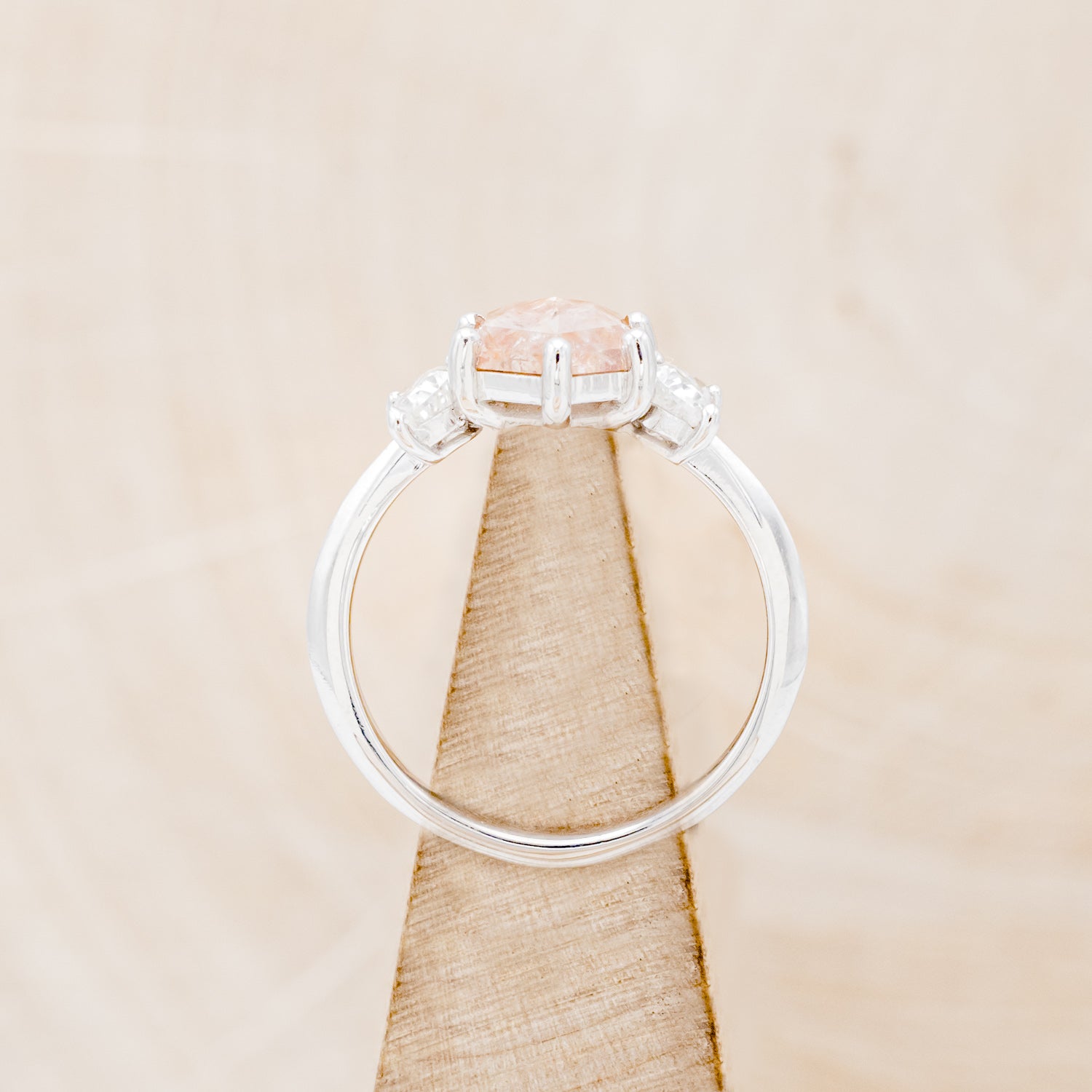 "CANDI" - ENGAGEMENT RING WITH CRESCENT MOON MOISSANITE ACCENTS - MOUNTING ONLY - SELECT YOUR OWN STONE-6