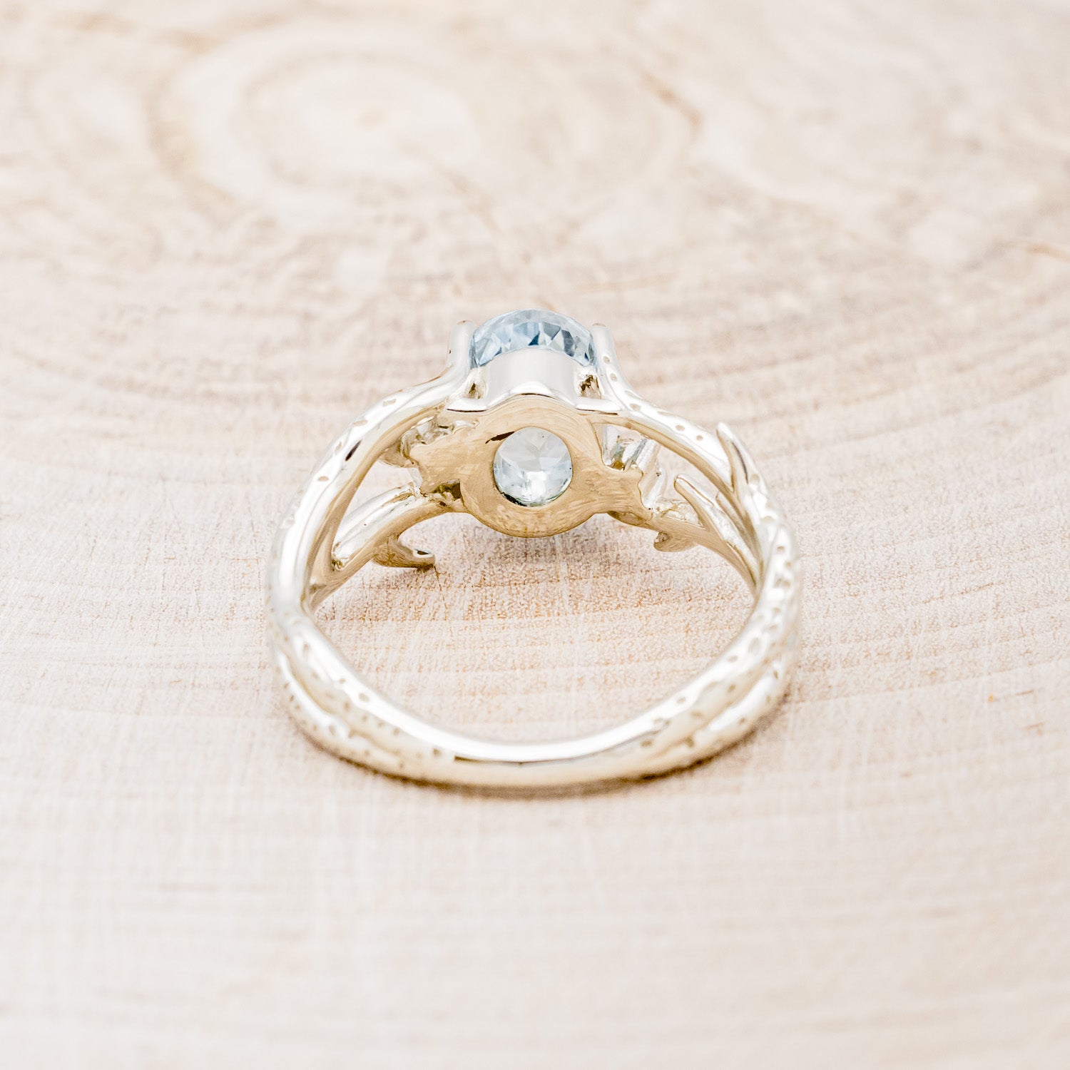 "ARTEMIS" - CORAL INSPIRED OVAL SKY BLUE TOPAZ ENGAGEMENT RING WITH DIAMOND ACCENTS-7