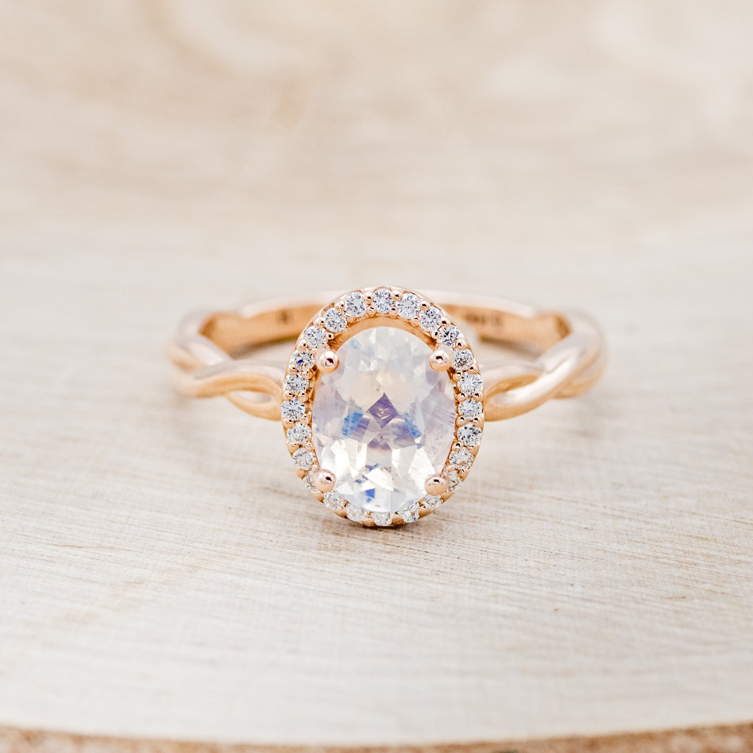 "EVERLEIGH" - OVAL MOONSTONE ENGAGEMENT RING WITH DIAMOND HALO-5