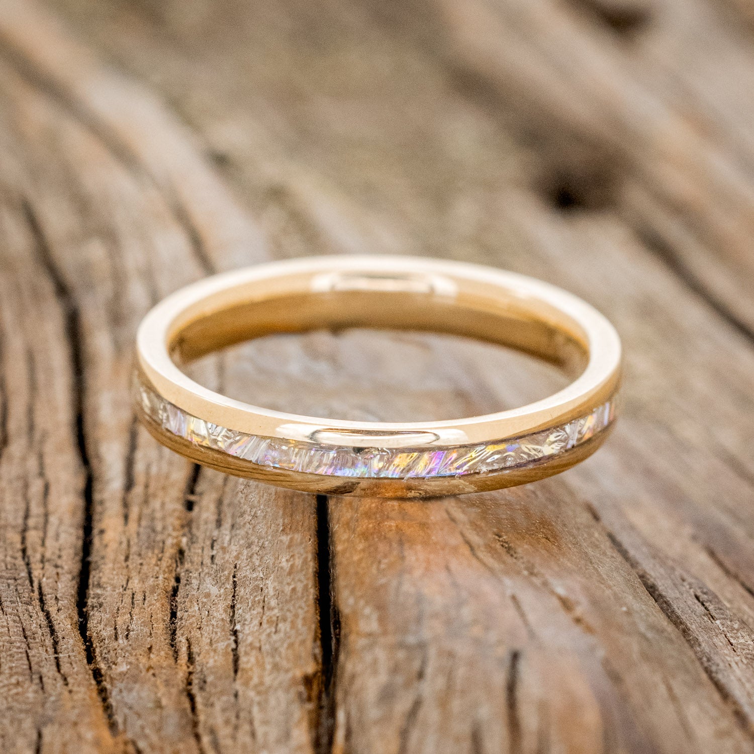 "ETERNA" - TITANIUM BURL DICHROLAM STACKING WEDDING BAND-9