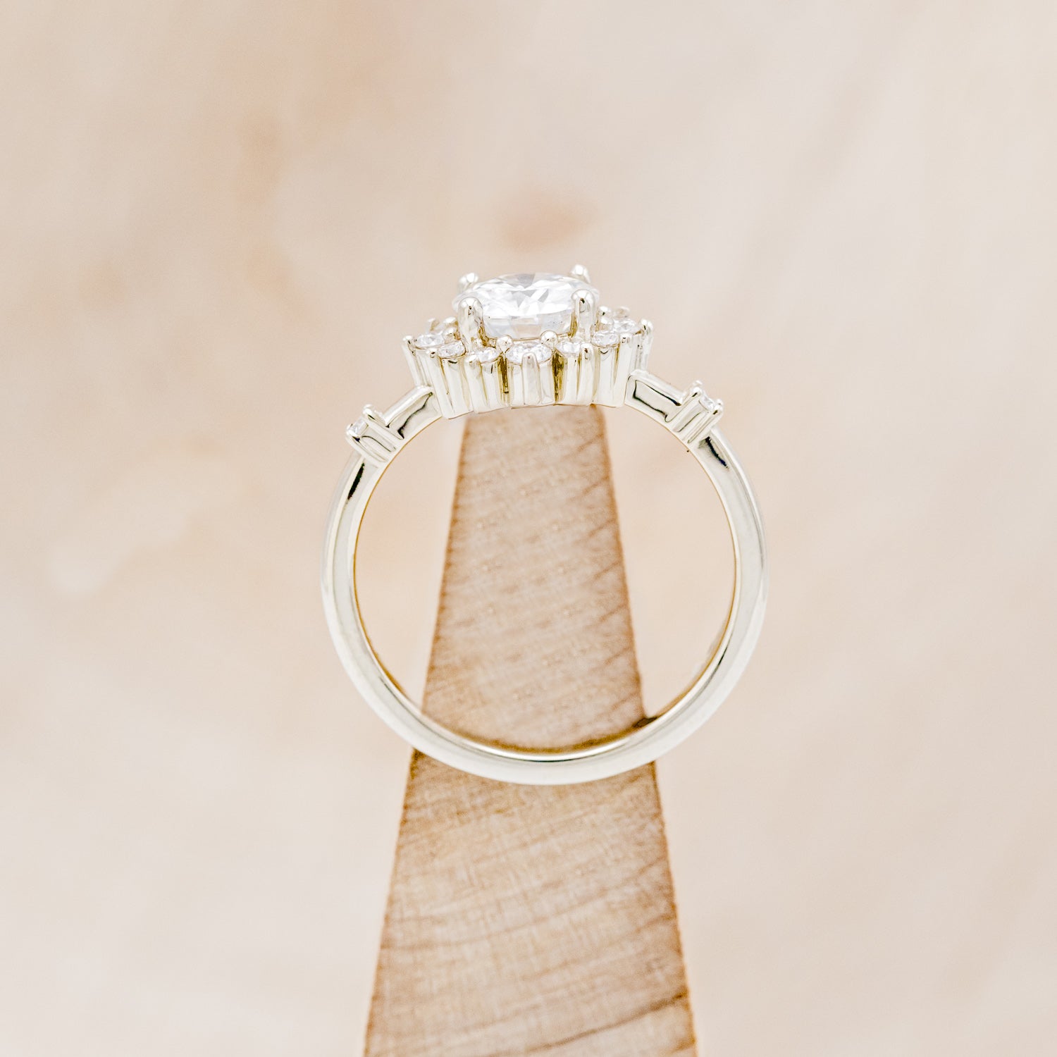 "STARLET" - ROUND CUT DIAMOND ENGAGEMENT RING WITH STARBURST DIAMOND HALO-12