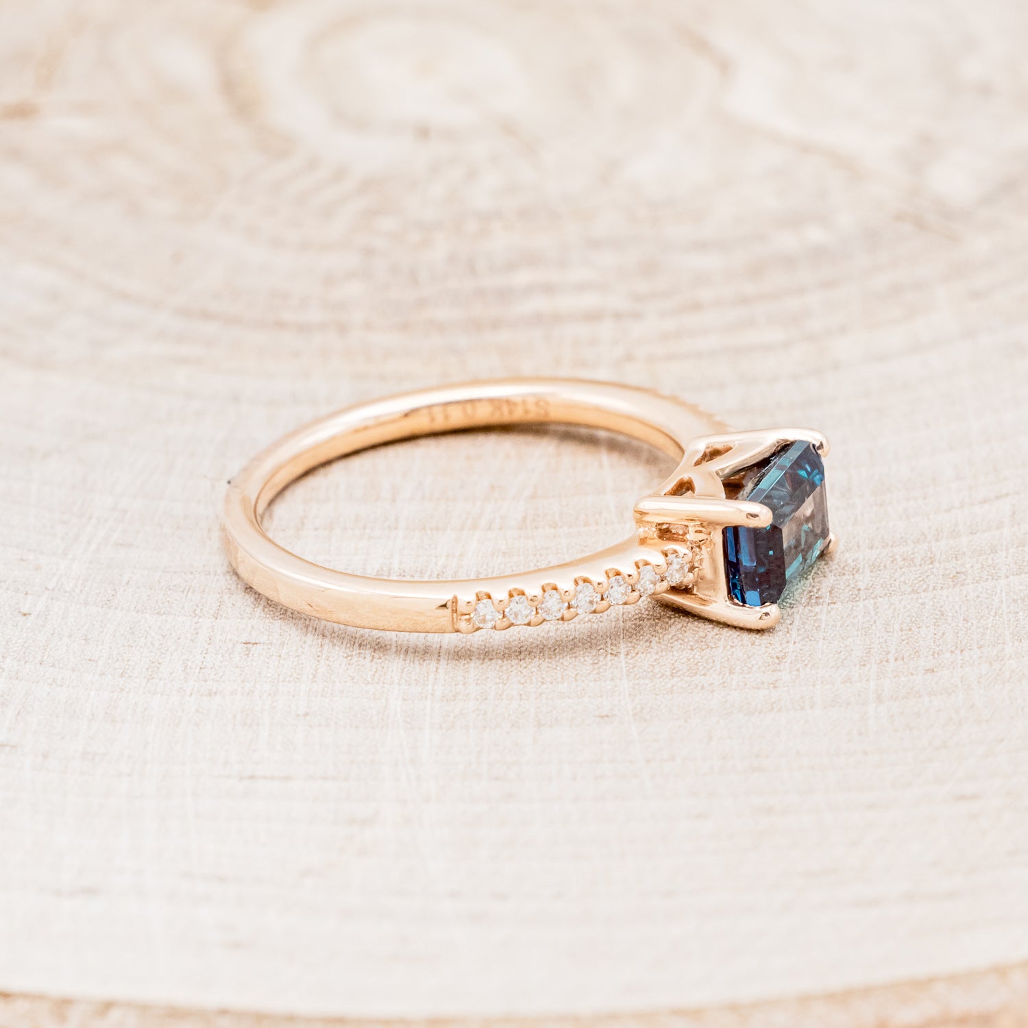 "AMARA" - EMERALD CUT LAB-GROWN ALEXANDRITE ENGAGEMENT RING WITH DIAMOND ACCENTS-2