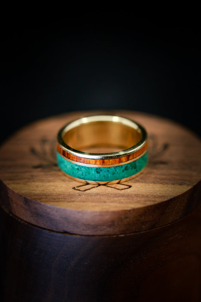 "RAPTOR" - MALACHITE & IRONWOOD WEDDING BAND-11