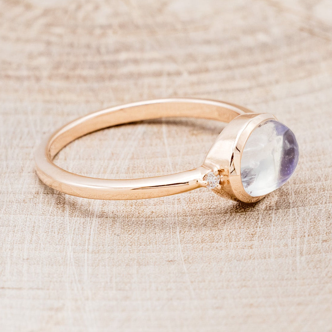 "SASI" - OVAL CABOCHON MOONSTONE ENGAGEMENT RING WITH DIAMOND ACCENTS-2