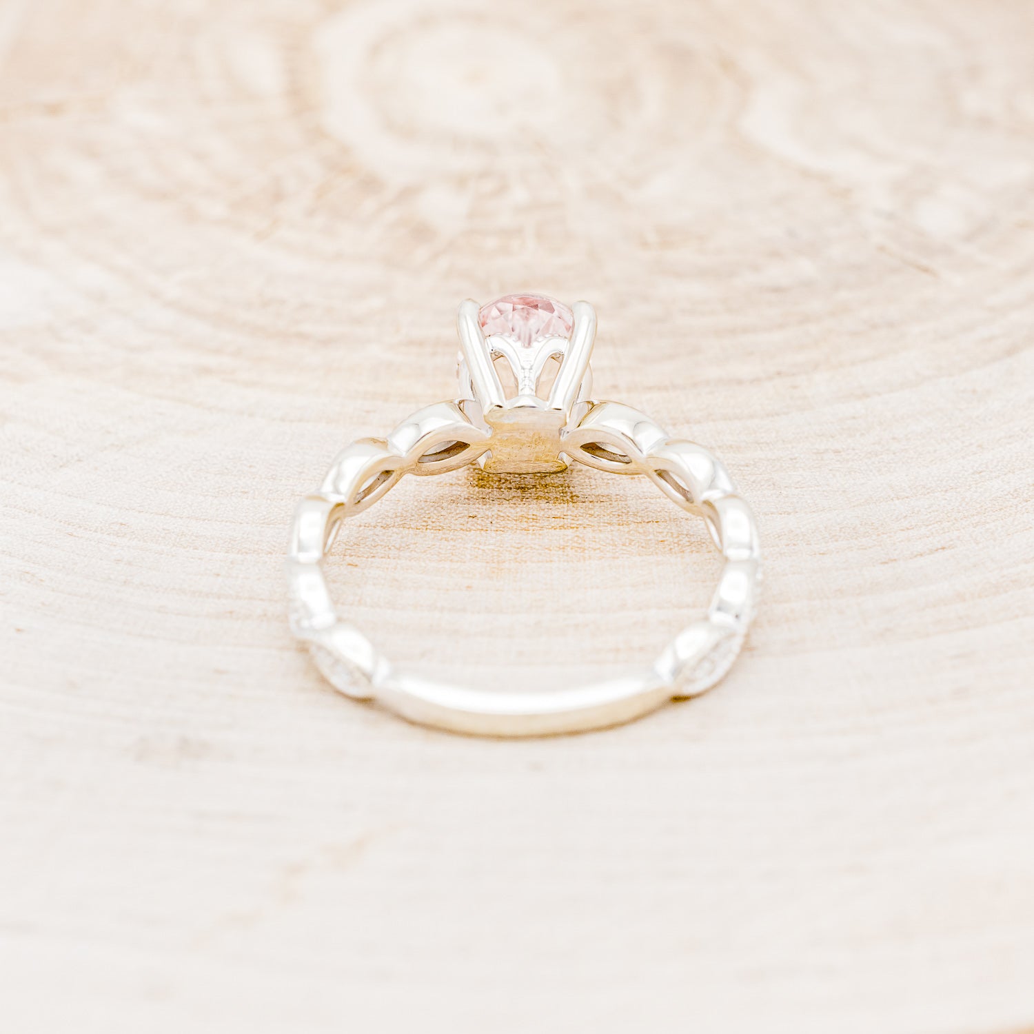 "NOUR" - OVAL MORGANITE ENGAGEMENT RING WITH DIAMOND ACCENTS-5