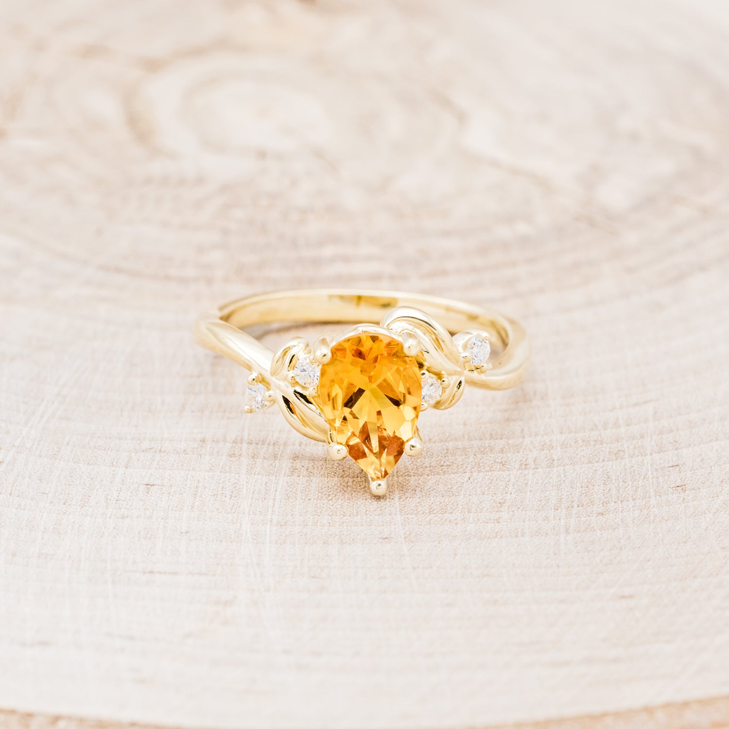"GLADYS" - PEAR-SHAPED CITRINE ENGAGEMENT RING WITH DIAMOND ACCENTS-4