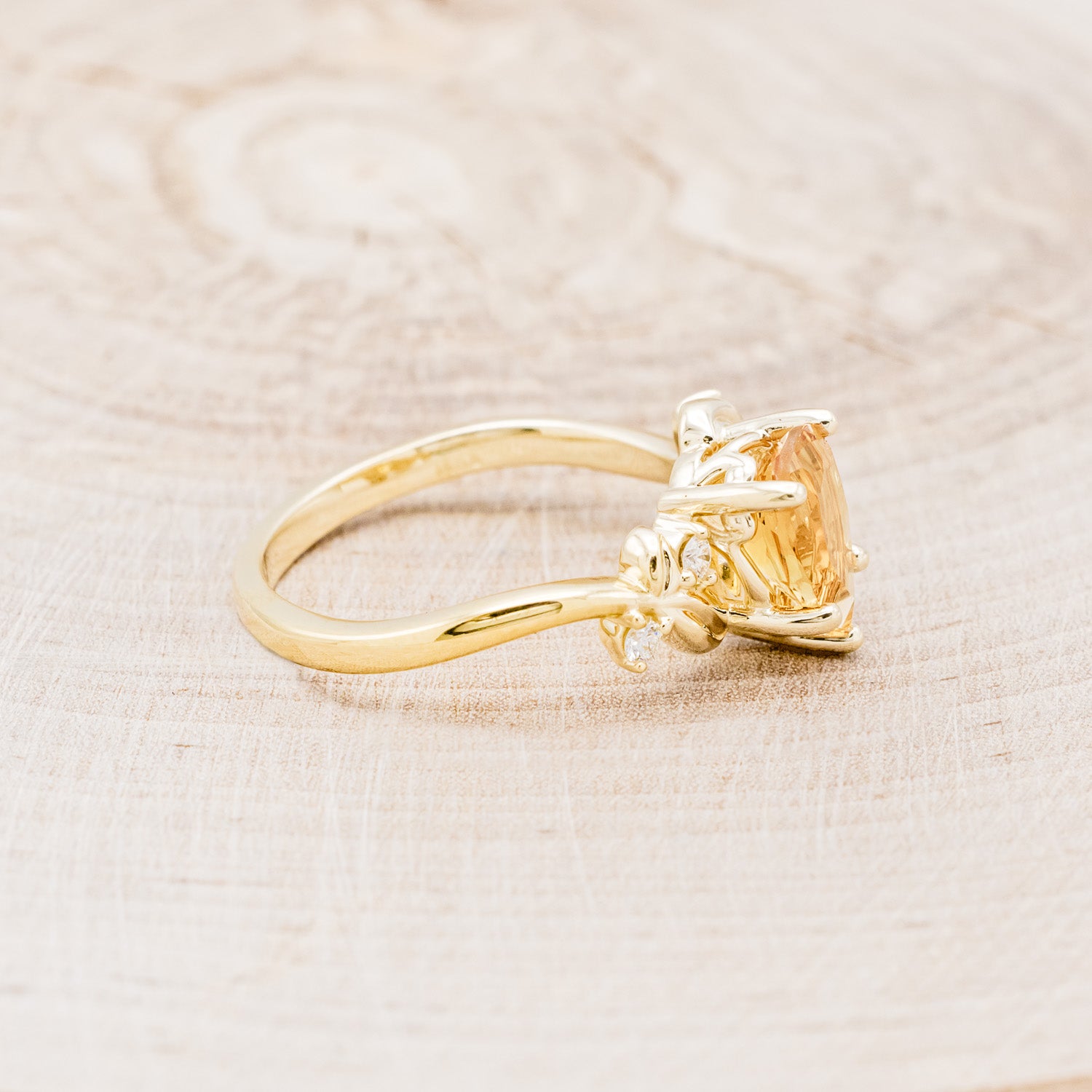 "GLADYS" - PEAR-SHAPED CITRINE ENGAGEMENT RING WITH DIAMOND ACCENTS-2