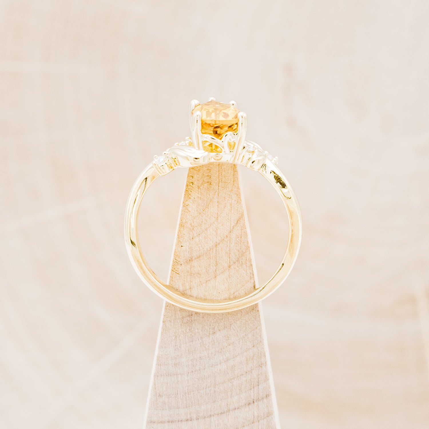 "GLADYS" - PEAR-SHAPED CITRINE ENGAGEMENT RING WITH DIAMOND ACCENTS-6