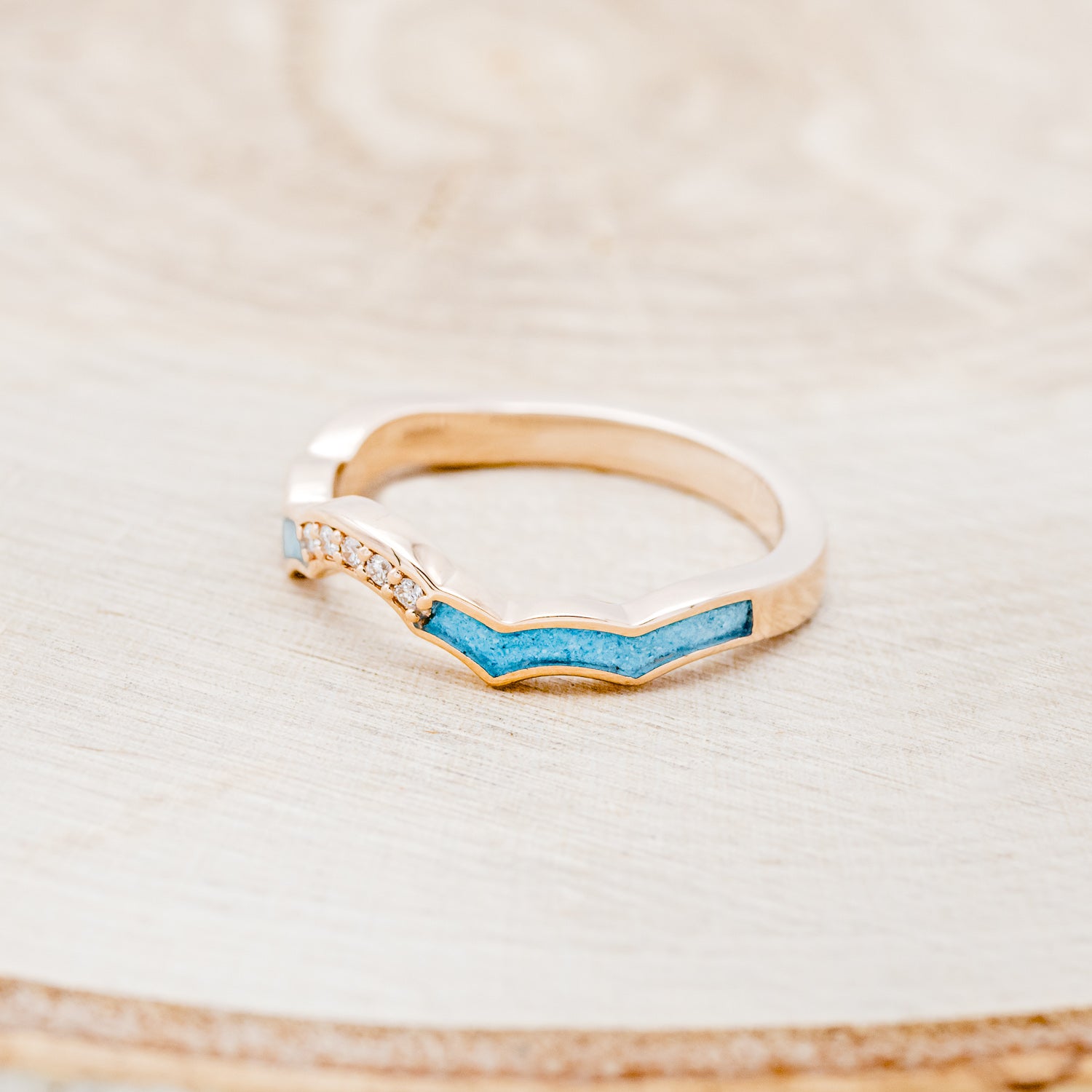 "CLAUDIA" - BRIDAL SUITE - OVAL MORGANITE ENGAGEMENT RING WITH DIAMOND ACCENTS & TRACERS-12