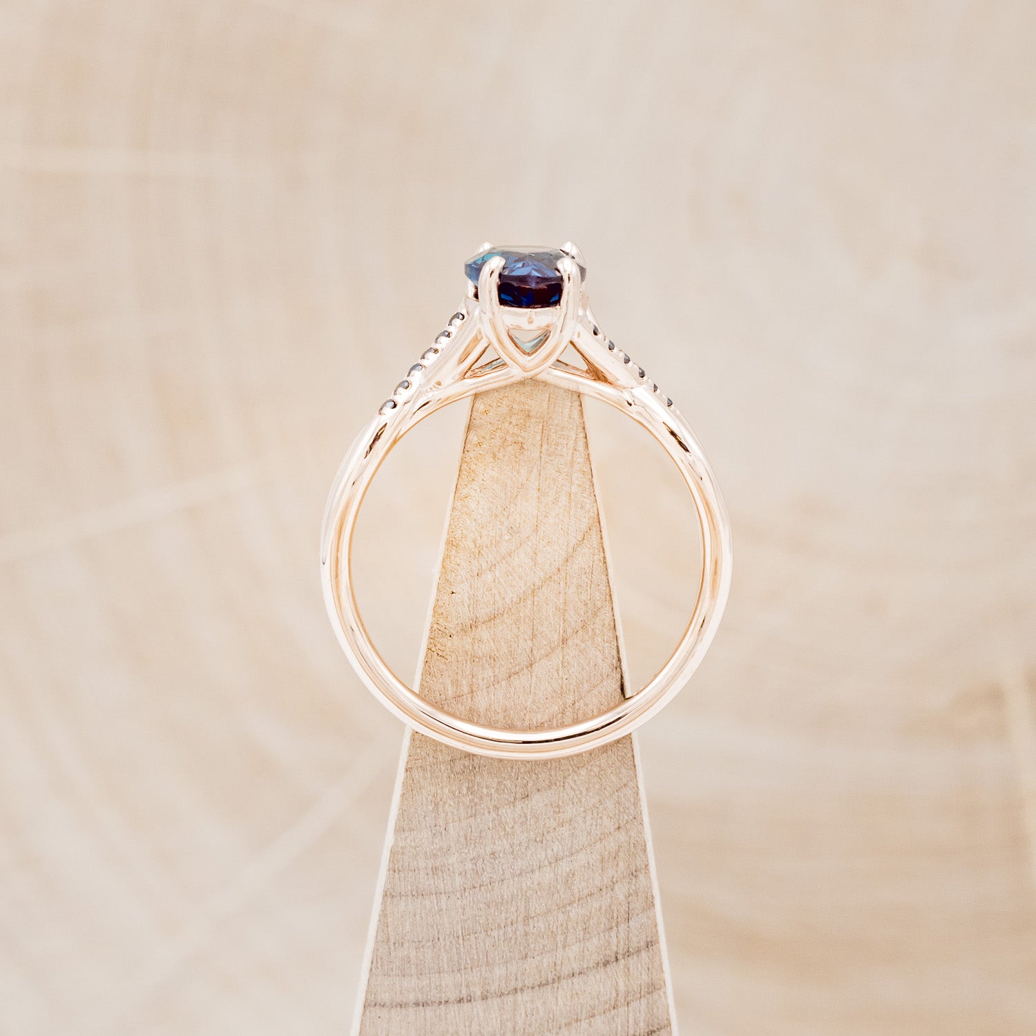 "ROSLYN" - PEAR SHAPED LAB-GROWN ALEXANDRITE ENGAGEMENT RING WITH BLACK DIAMOND ACCENTS-6