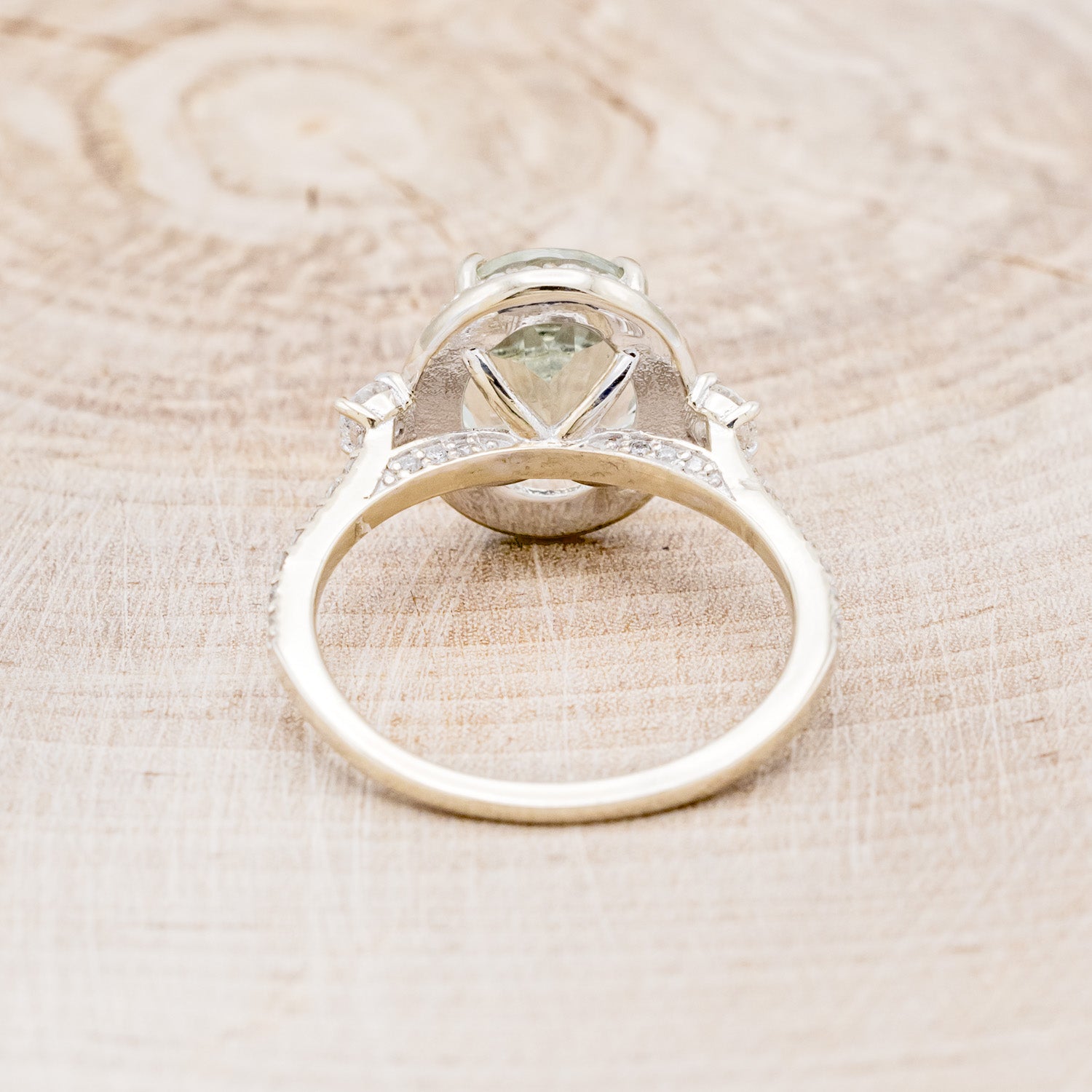 "KB" - OVAL PRASIOLITE GREEN QUARTZ ENGAGEMENT RING WITH DIAMOND HALO & ACCENTS-11