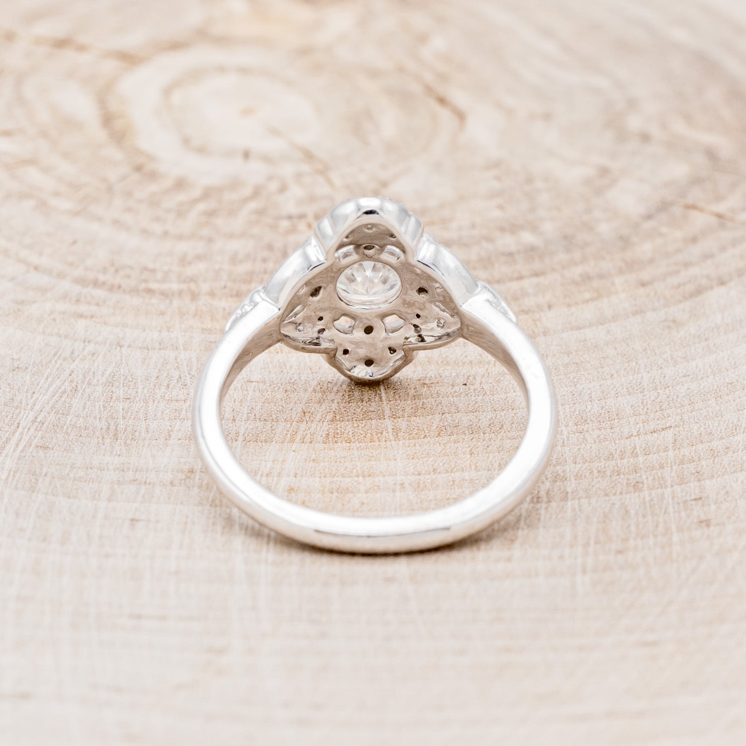 "FLORENCE" - ROUND CUT MOISSANITE ENGAGEMENT RING WITH DIAMOND ACCENTS-5