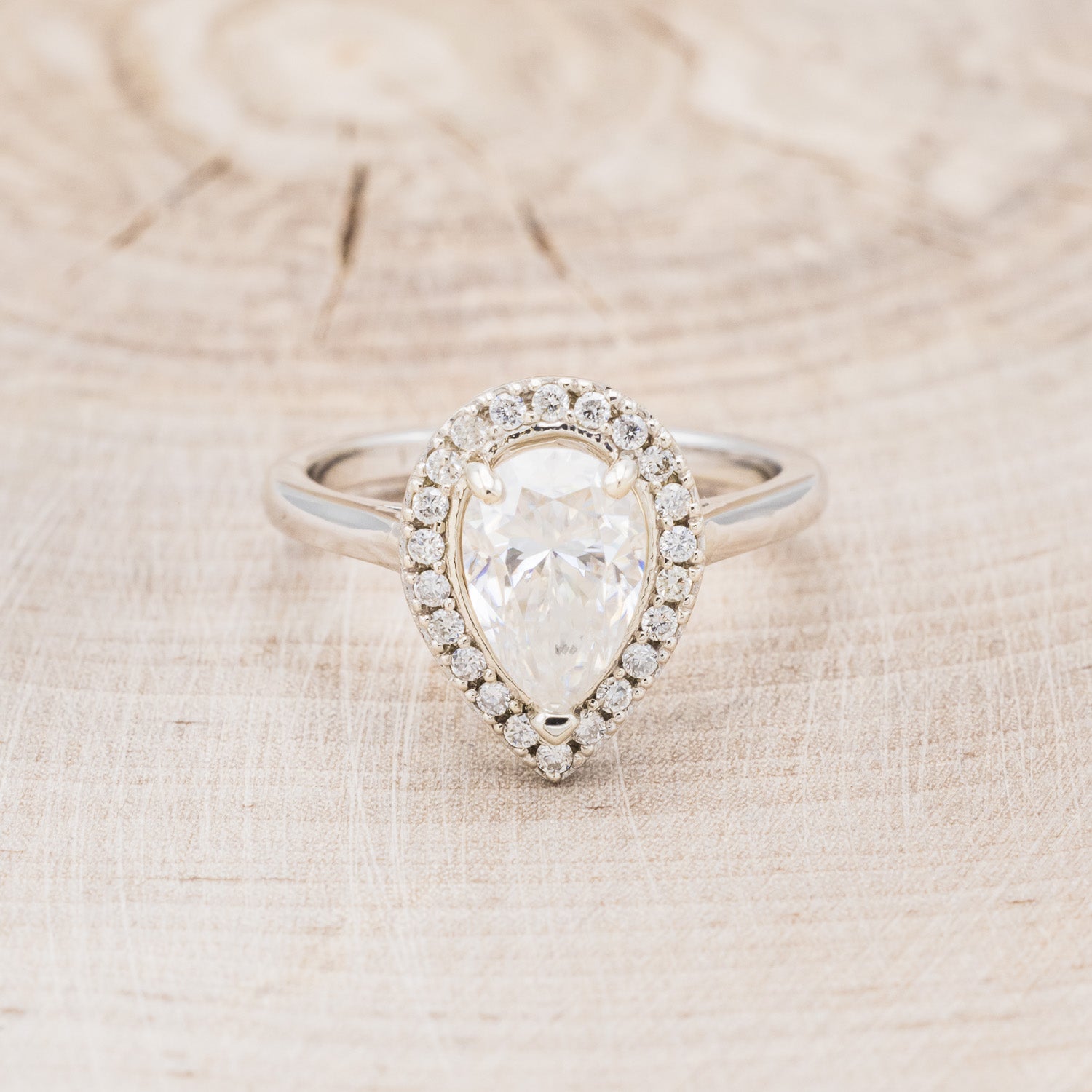 "ARABELLA" - PEAR-SHAPED MOISSANITE ENGAGEMENT RING WITH DIAMOND HALO-10
