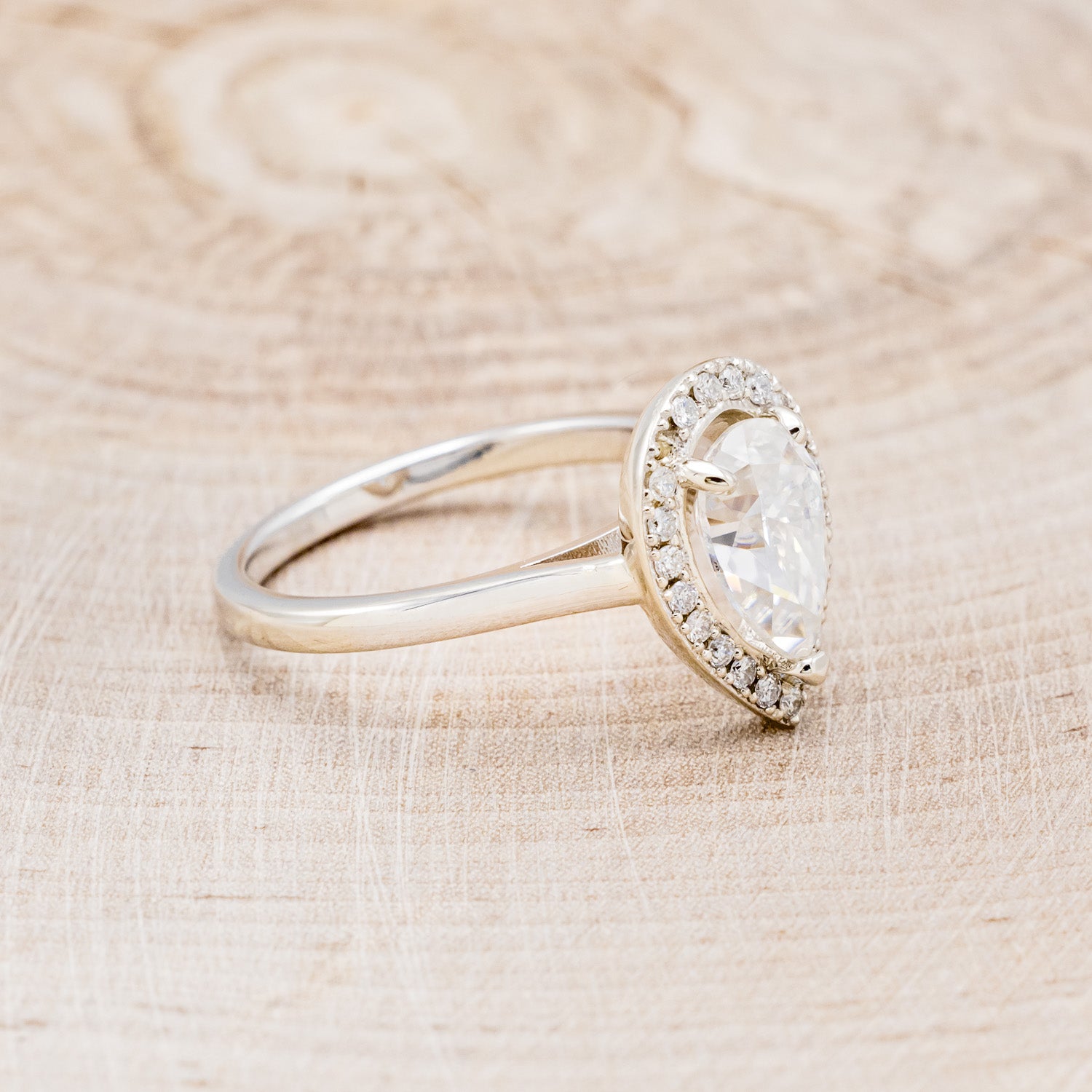 "ARABELLA" - PEAR-SHAPED MOISSANITE ENGAGEMENT RING WITH DIAMOND HALO-8