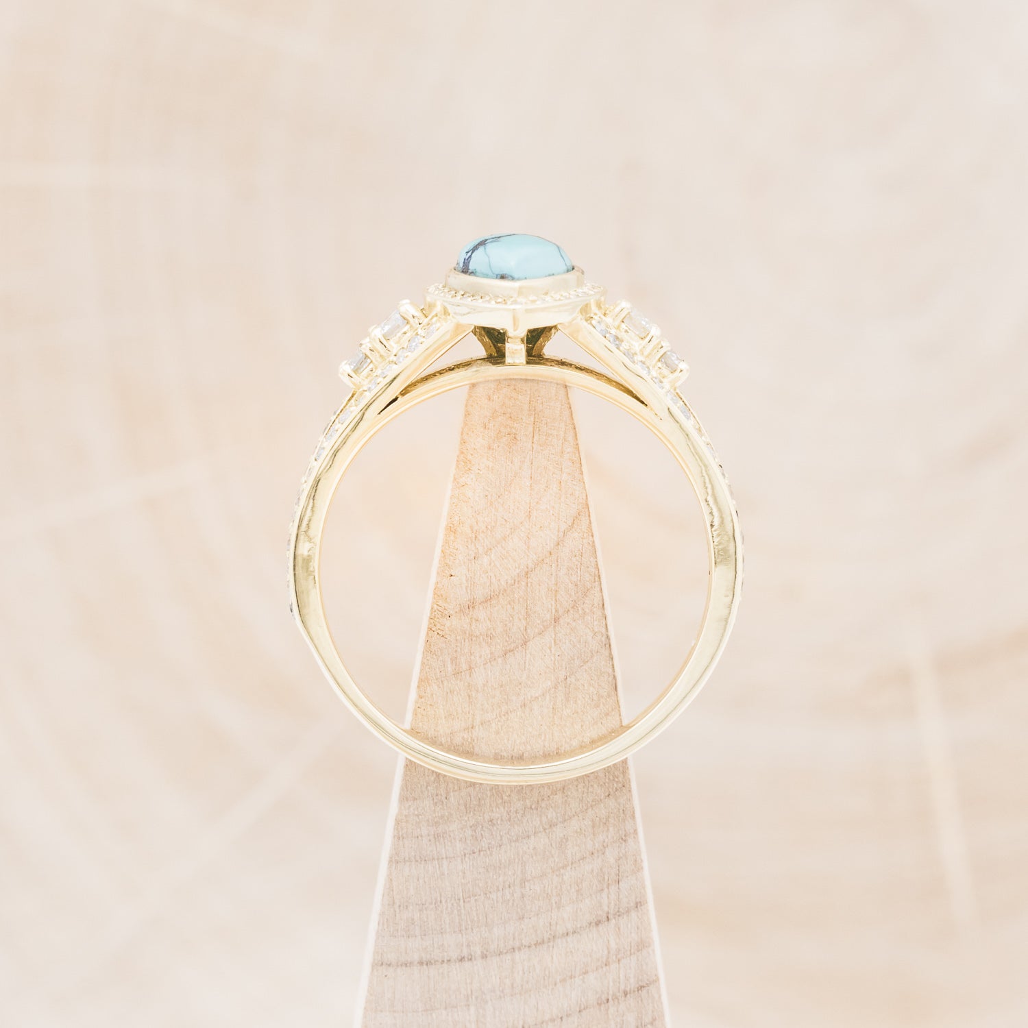 "SOFIA" - PEAR-SHAPED TURQUOISE ENGAGEMENT RING WITH DIAMOND HALO & ACCENTS-12