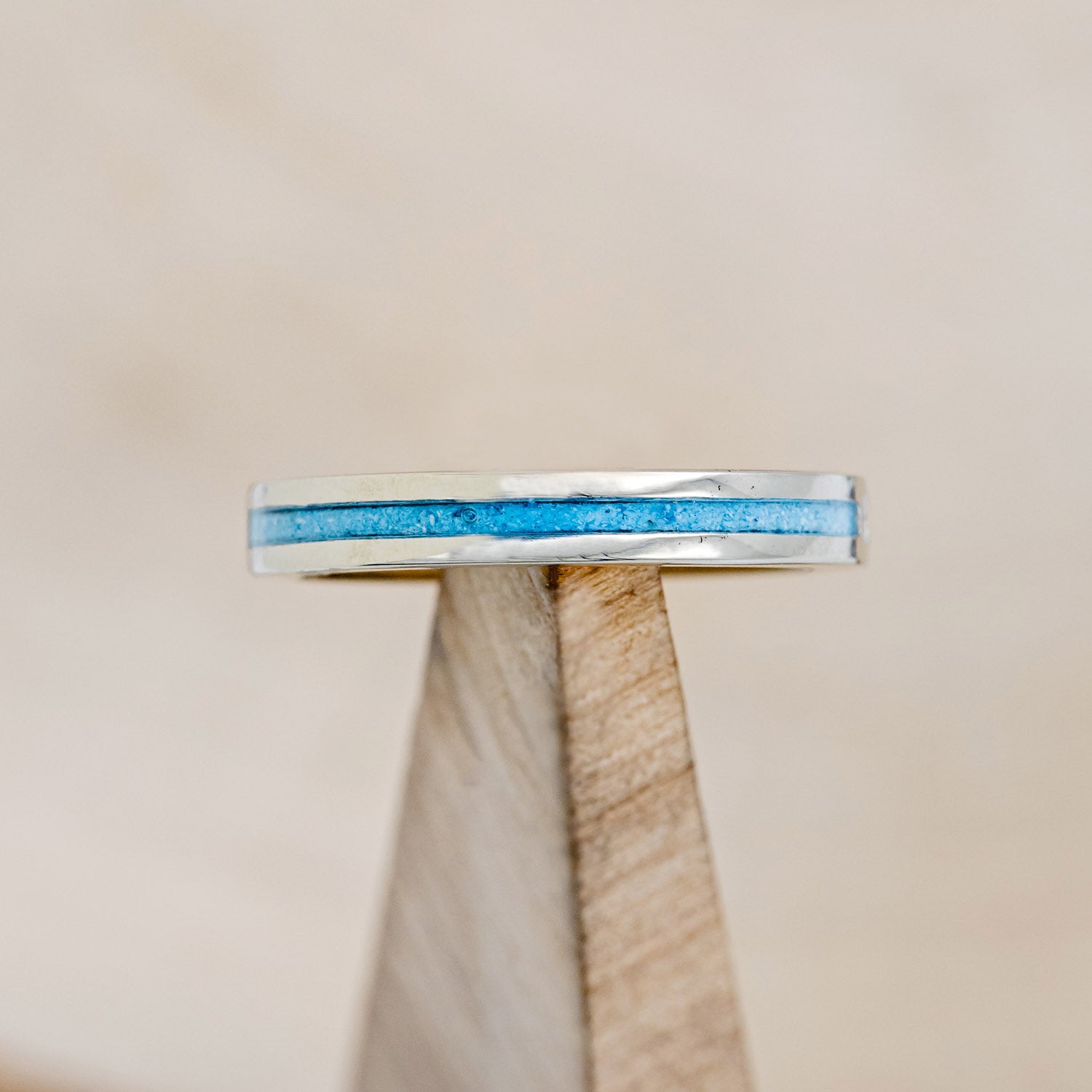 "HARMONY" - TURQUOISE AND FIRE & ICE OPAL SPLIT STACKING BAND WITH A DIAMOND ACCENT-5