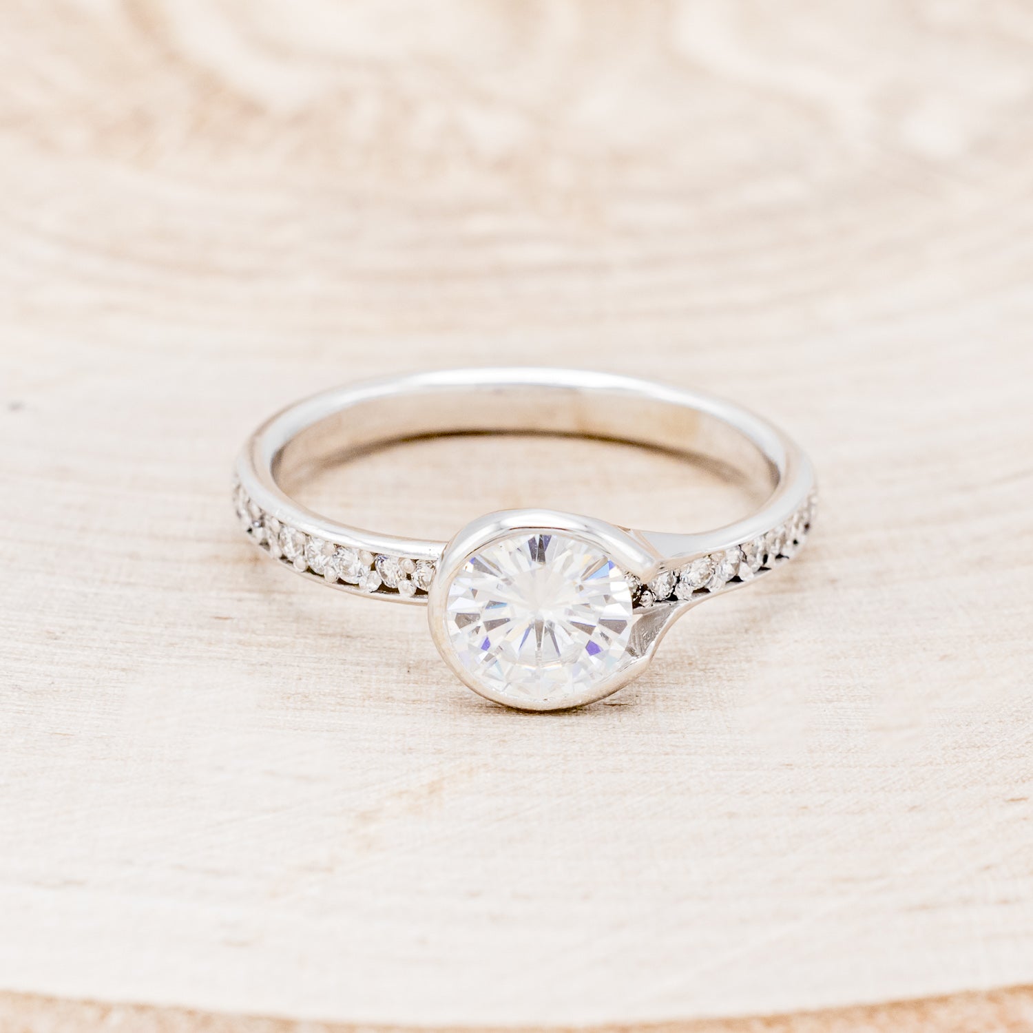 BEZEL SET MOISSANITE ENGAGEMENT RING WITH DIAMOND ACCENTS-4