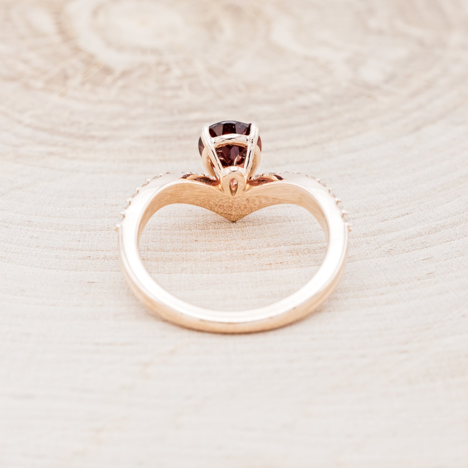 "IO" - PEAR-SHAPED GARNET ENGAGEMENT RING WITH DIAMOND ACCENTS-5