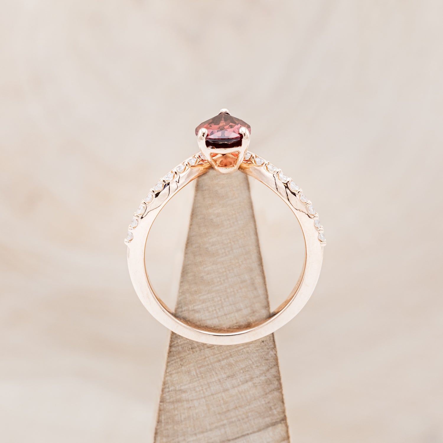 "IO" - PEAR-SHAPED GARNET ENGAGEMENT RING WITH DIAMOND ACCENTS-6