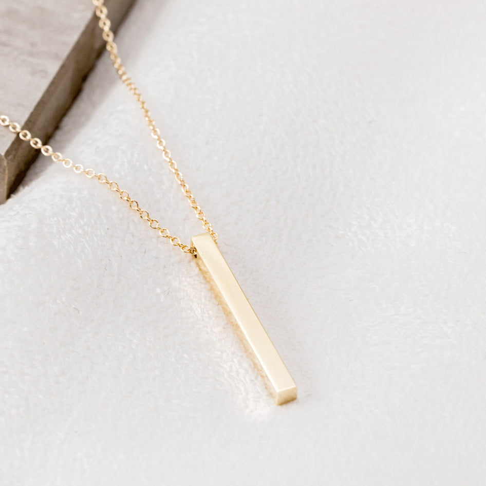 ENGRAVABLE FOUR-SIDED VERTICAL BAR NECKLACE-4